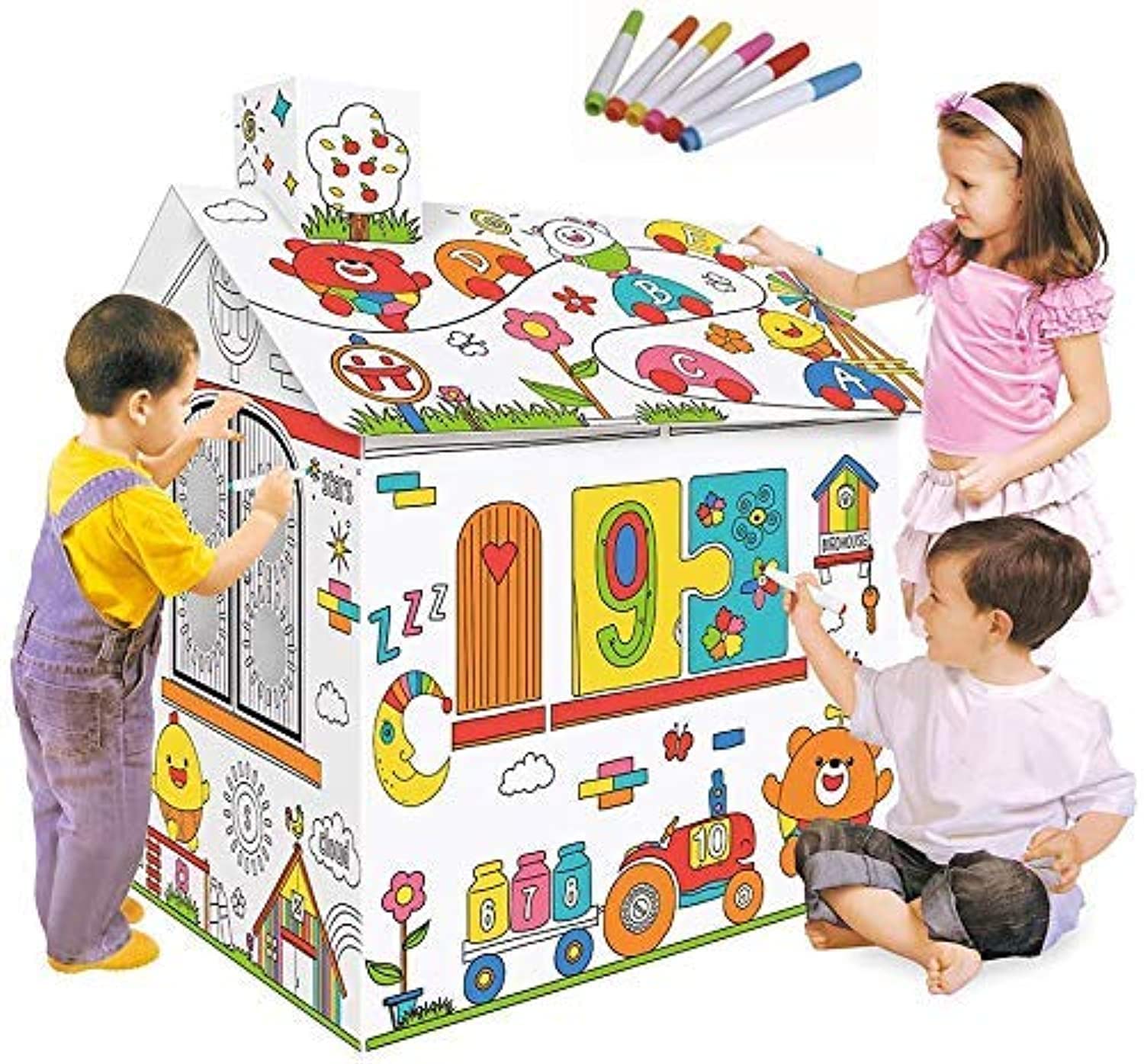 Docooler Kid's House Project Assemble & Paint Educational Toys (2.2 Feet, Age: 2-8)