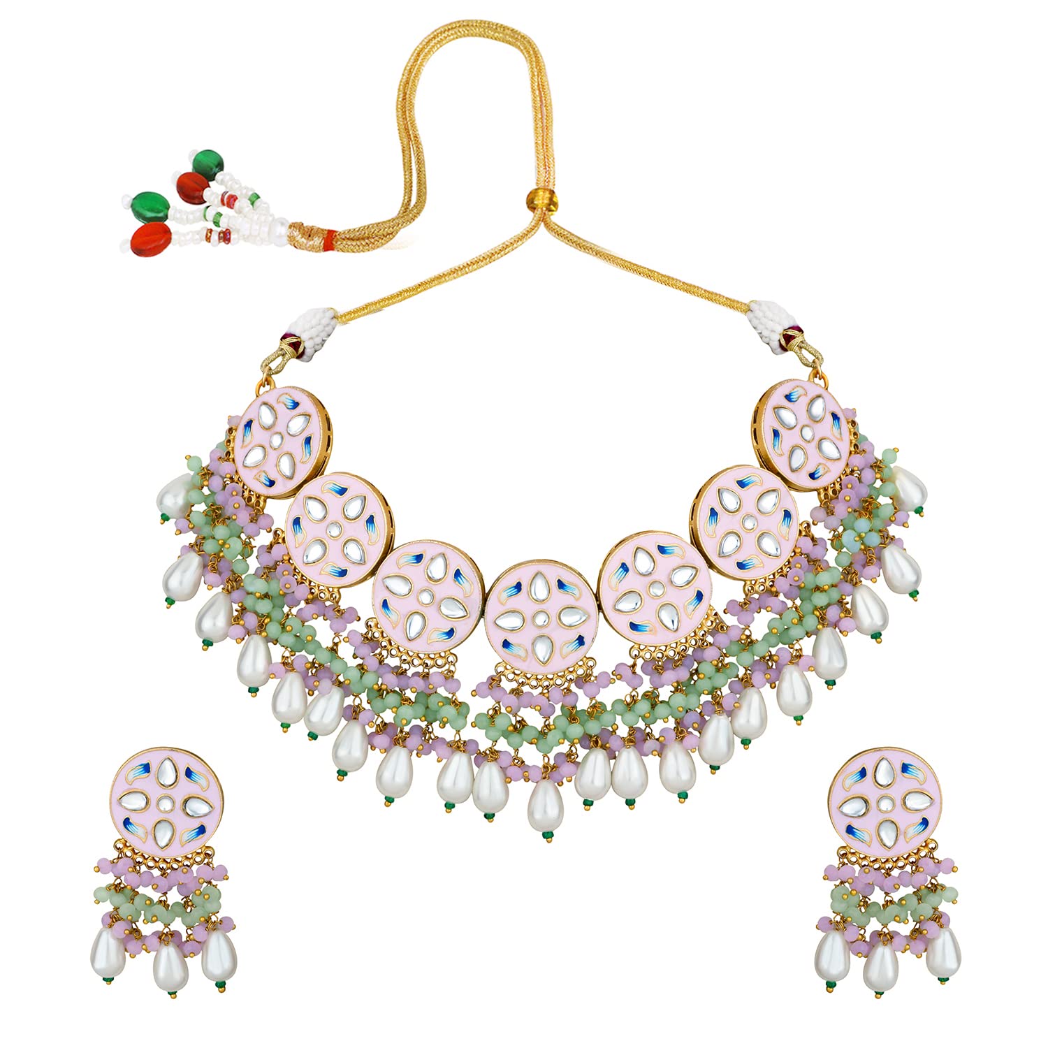 PeoraOriginal Handcrafted Choker Necklace with Earrings Jewellery Set for Women