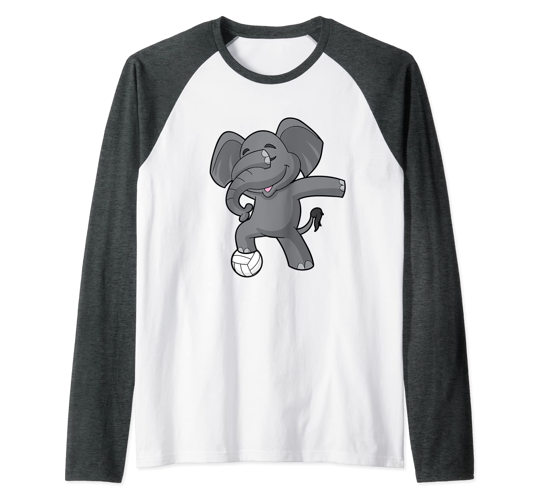 Dabbing Volleyball Elephant Raglan Baseball Tee