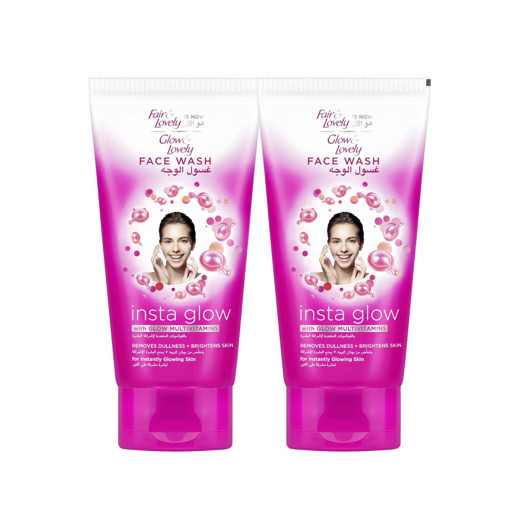 Glow & Lovely Formerly Fair Face Wash With Multivitamins Instaglow To Remove Dullness Brighten The Skin, 150Ml (Pack Of 2)