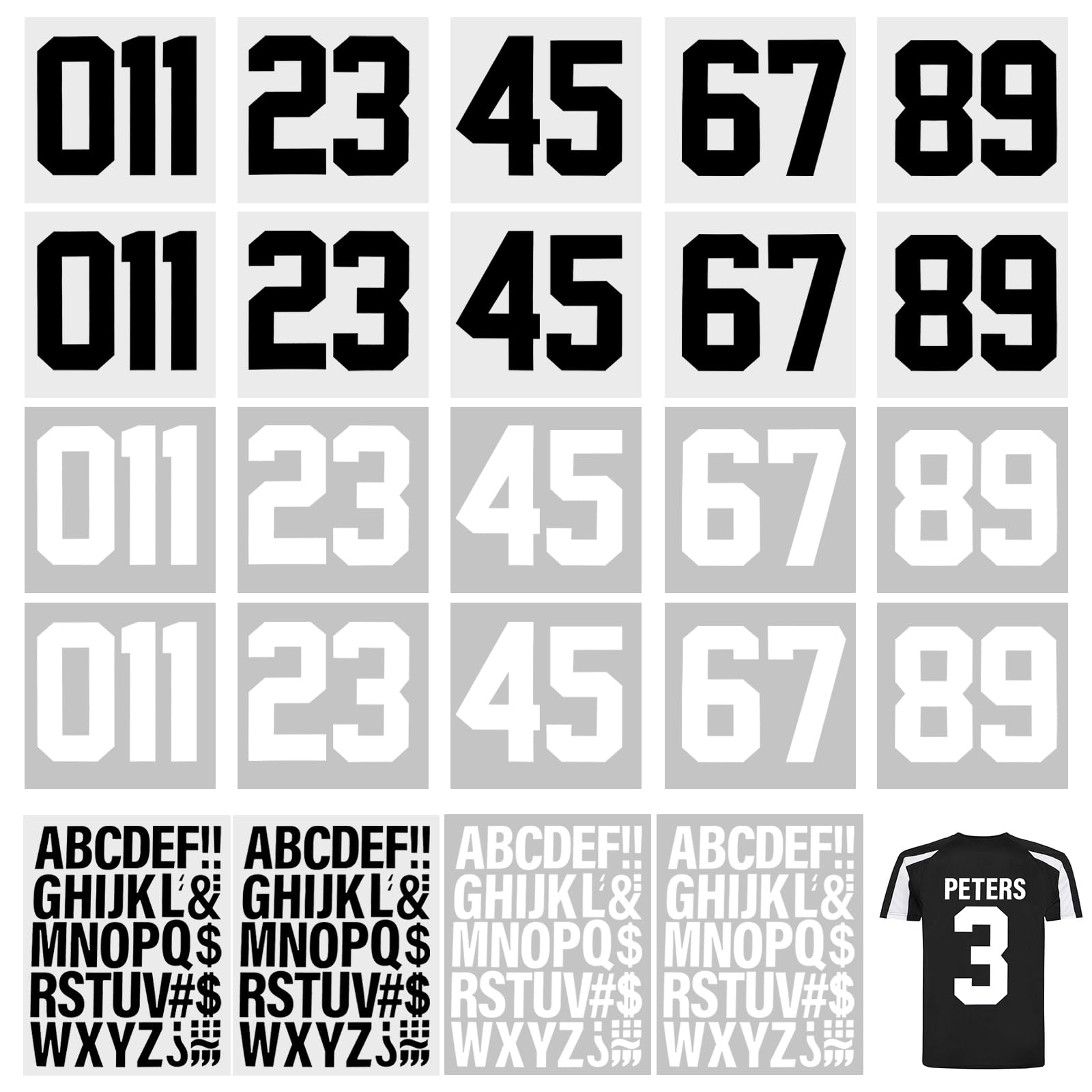 ZOCONE8 Sheets Iron On Letters and Numbers for Clothing, 8" Iron on Numbers 2" Iron On Letters, 0 to 11 Iron-on Numbers Transfers A to Z Heat Transfer Letters for Jersey Fabric T-Shirts Team Name