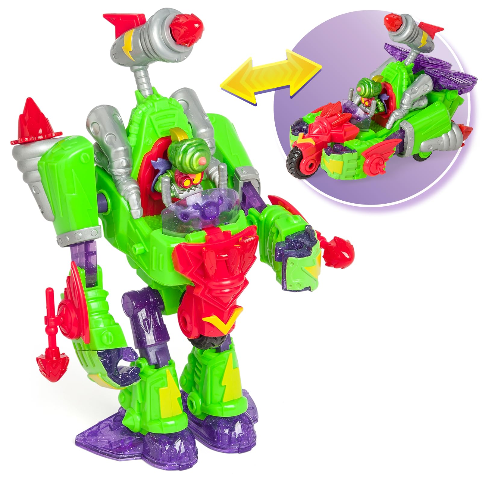 SUPERTHINGS Turbo Warrior Speed – Transformable robot villain, the robot transforms into a motorbike, includes 1 Turbo Warrior, 1 accessory and 1 SuperThing