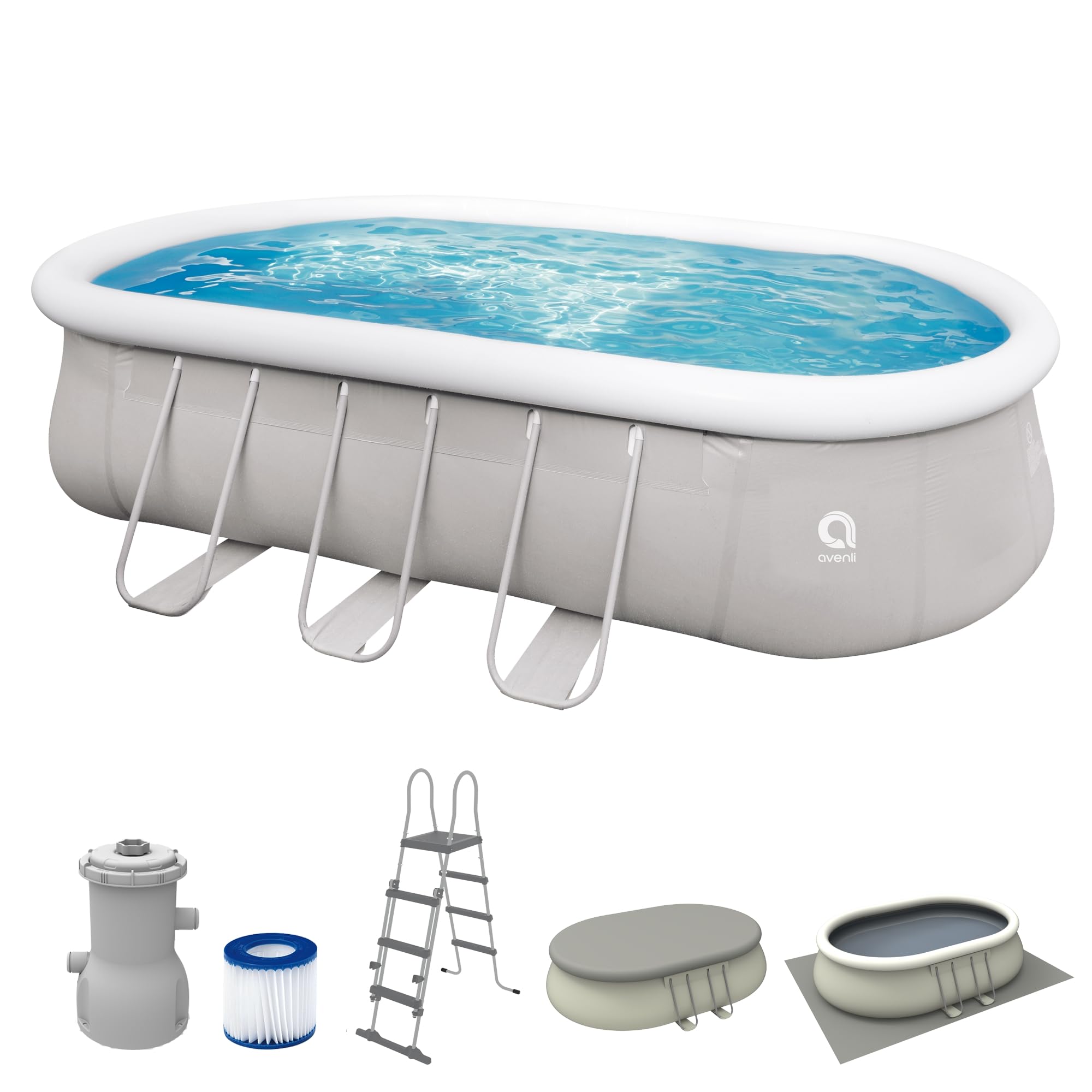 AVENLIFrame Oval Pool Set Grey 610cmx360cmx122cm