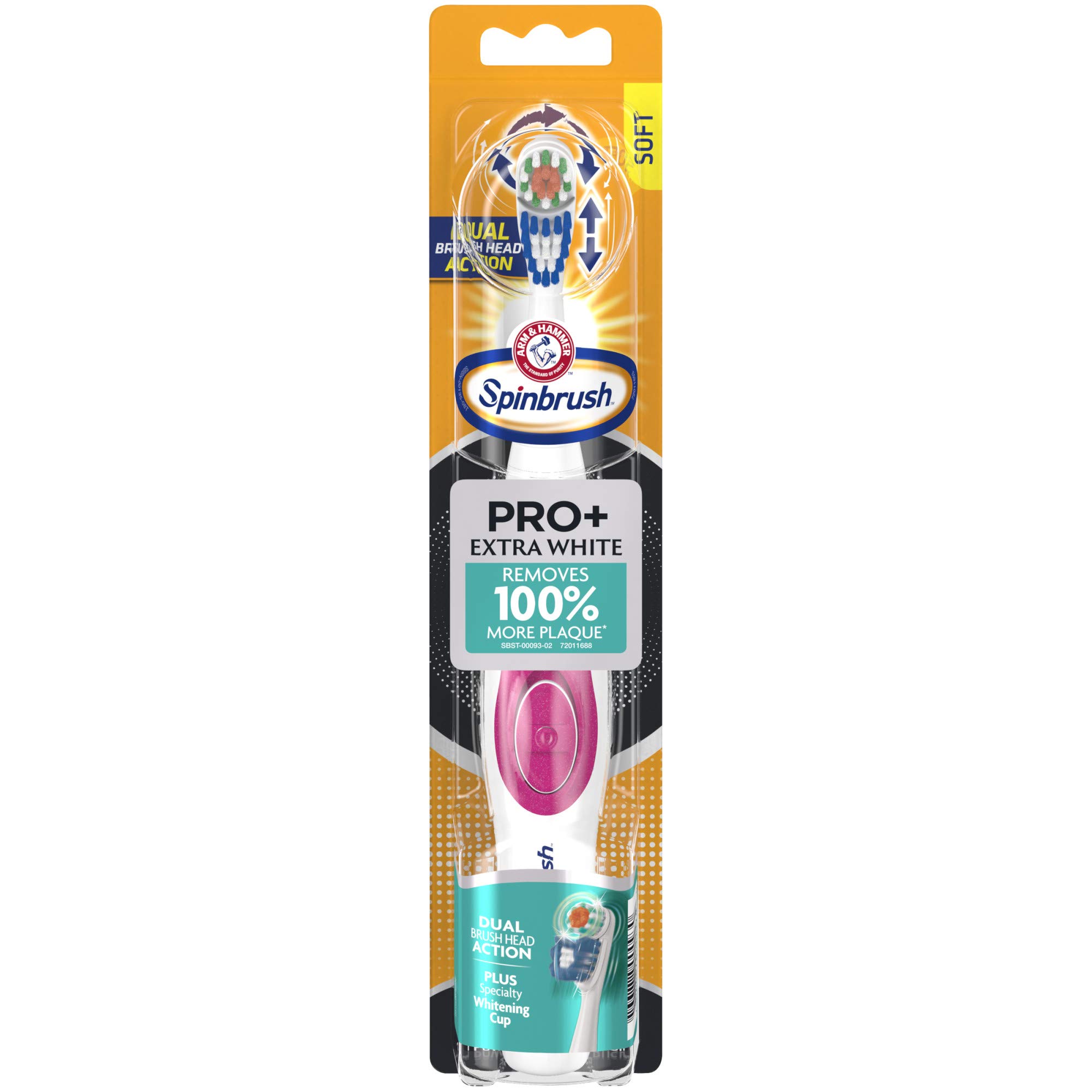 ARM & HAMMER Spinbrush PRO+ Extra White Powered Toothbrush, 1 Count