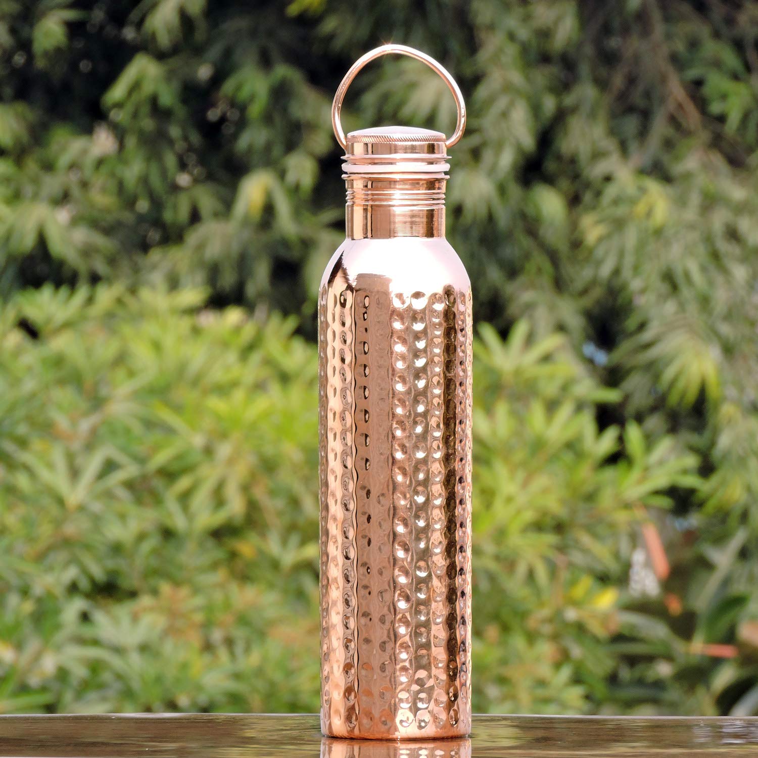 ANCIENTIMPEXAncient Impex Pure Copper Hammered Water Bottle with Carrying Handle 1000 ML Capacity | Seamless Leakproof Water Bottle for Ayurvedic Benefits