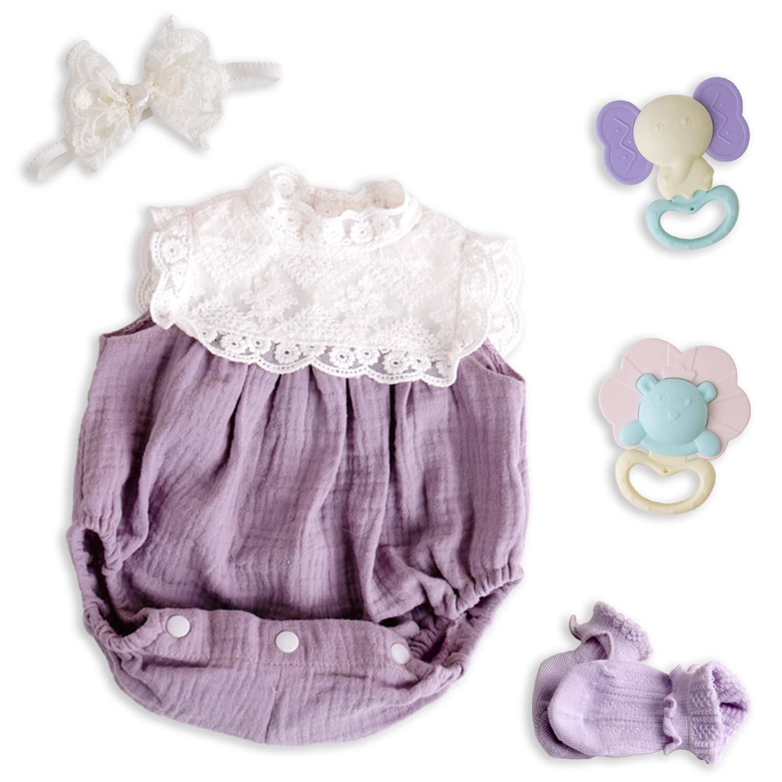 Aori Reborn Baby Dolls Clothes 20 inch Outfit Purple Set for 18-22 Inch Reborn Doll Newborn Girl