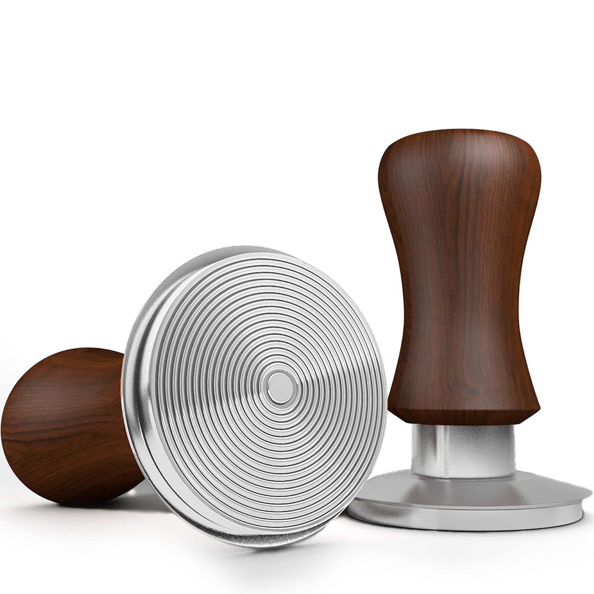 KYONANO58.5mm Espresso Coffee Tamper, 30lb Spring-Loaded Calibrated Tamper with 304 Stainless Steel, Cuibourtia Wooden-Handle Barista Tamper Compatible with Over 58mm Rancilio, Gaggia Portafilter