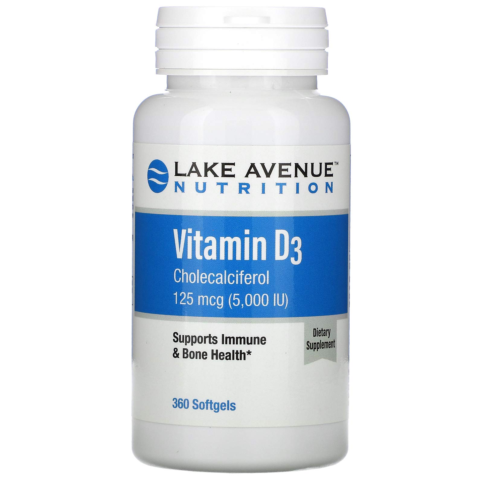 Lake Avenue Ave. Nutrition Vitamin D3, 5,000 IU, 360 Softgels