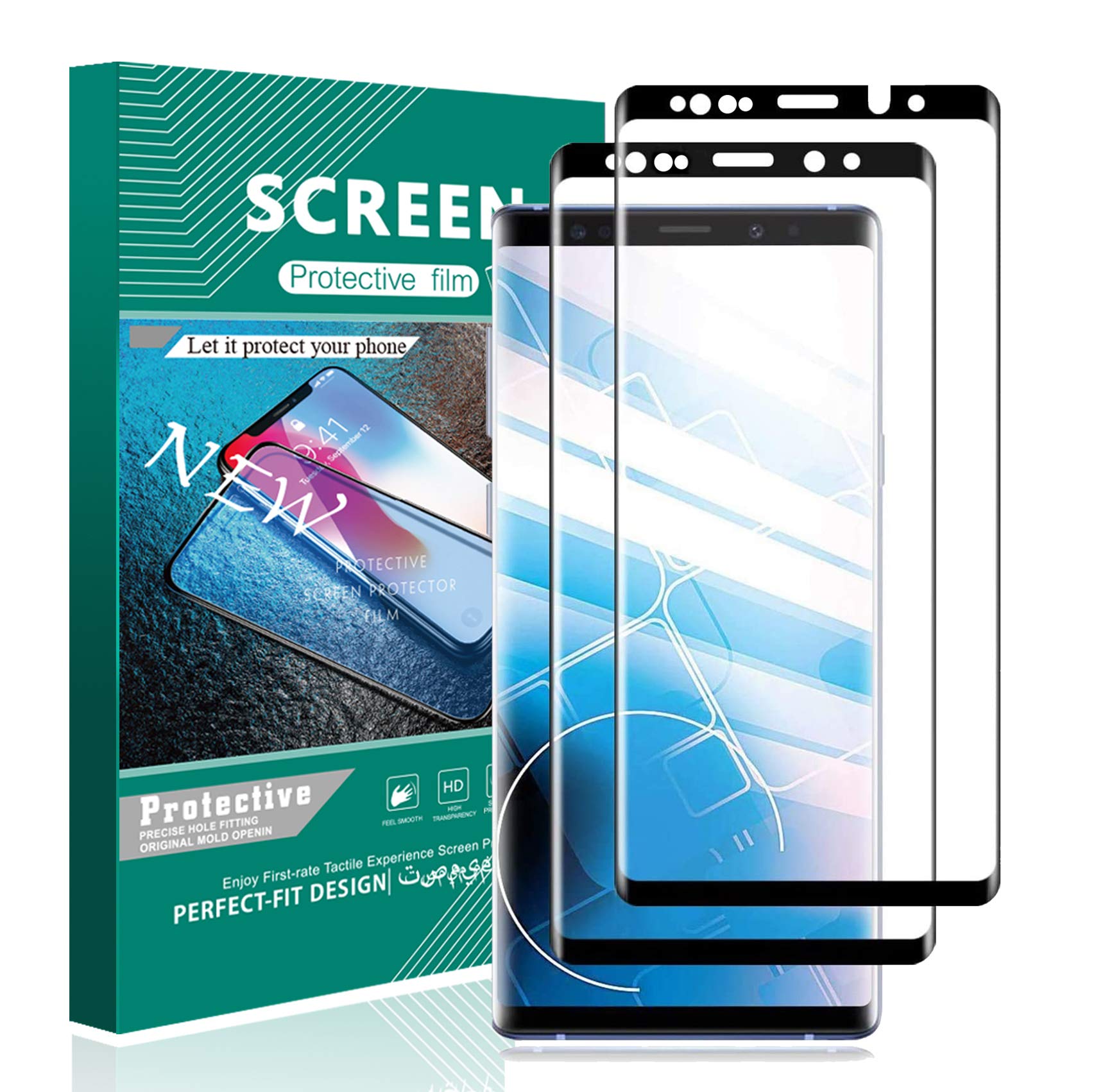 EmandDesign for Samsung Note 9 Screen Protector, 9H Hardness Case Friendly Bubble Free Tempered Glass Protector for Samsung Note 9 (2 Pack)