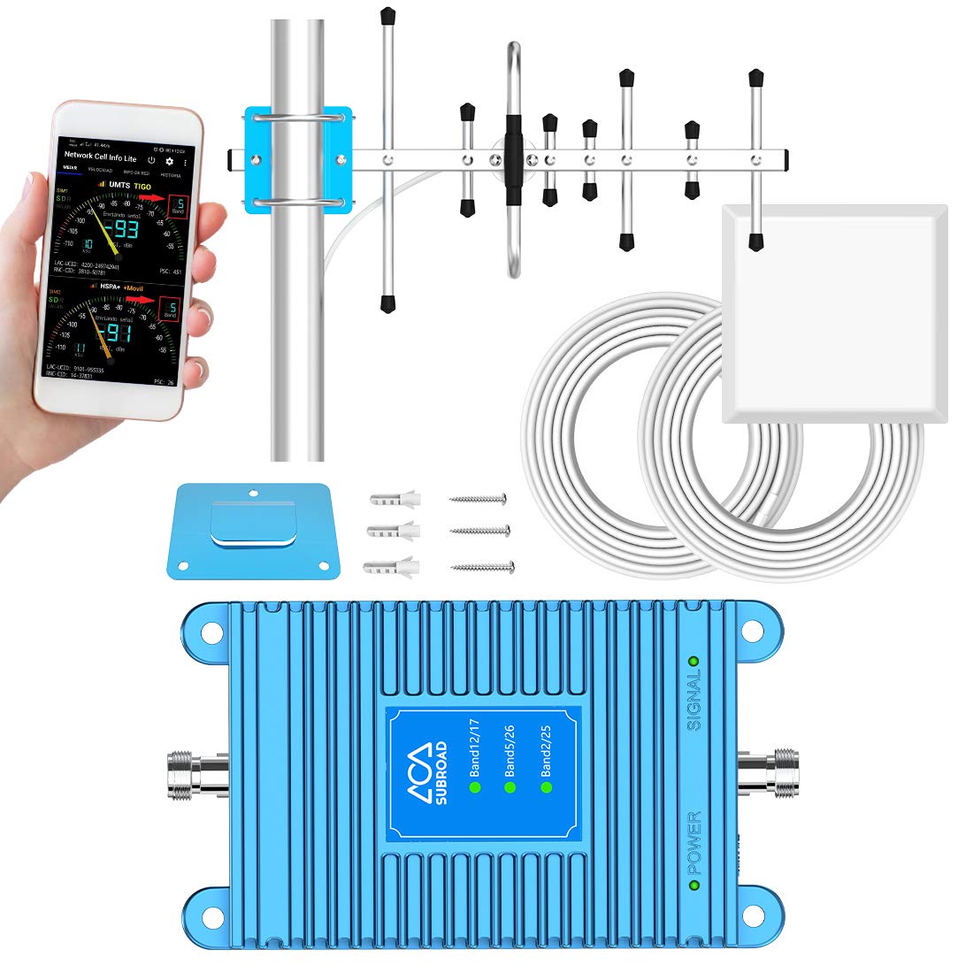 Band 17/12/5/26/2/25 Cell Phone Signal Booster, Home ATT Cell Phone Booster, 5G Support, Applicable to All U.S. Carriers Verizon, AT&T, Signal Amplifier Repeater Enhance GSM CDMA 4G LTE 5G Signal