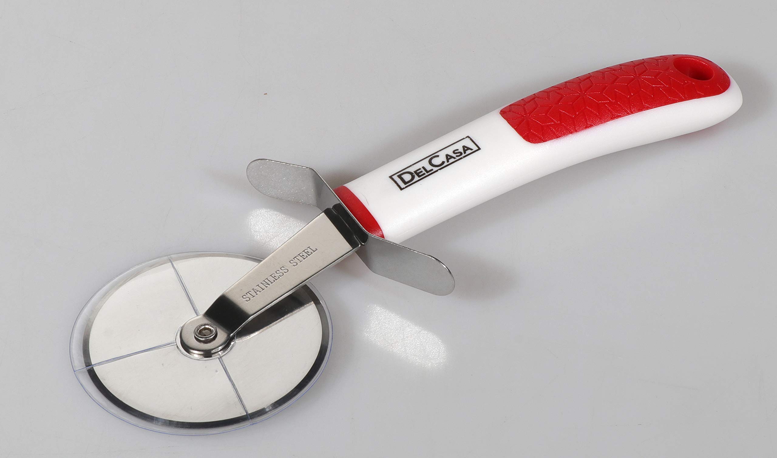 DelcasaStainless Steel Pizza Cutter Wheel - Equipped with Ultra Sharp Blade, Slip-Proof Ergonomic Handle and Classic Design - Ideal for Pizza, Pies, Waffles and Dough Cookies