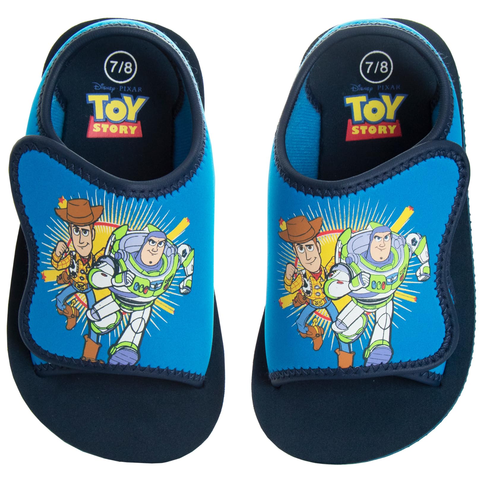 JosmoPawPatrol Cars ToyStory Summer Sandals - Kids Water Shoes Adjustable Strap Open Toe Outdoor Slides - Chase Marshall Lightning McQueen Woody Buzz Lightyear Character Hero Beach Sport Slip On Waterproof Shoes (Toddler - Little Kid) (BLUE/RED BLACK/NAVY)