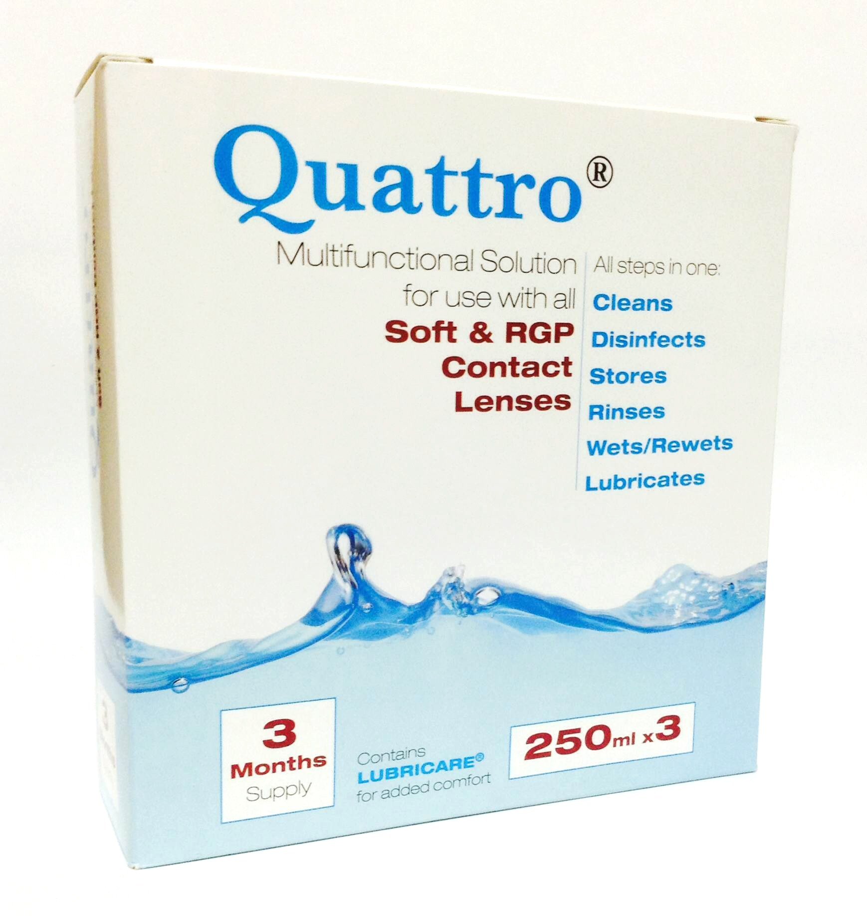 QUATTROMultifunctional Contact lens solution 3 Month Pack