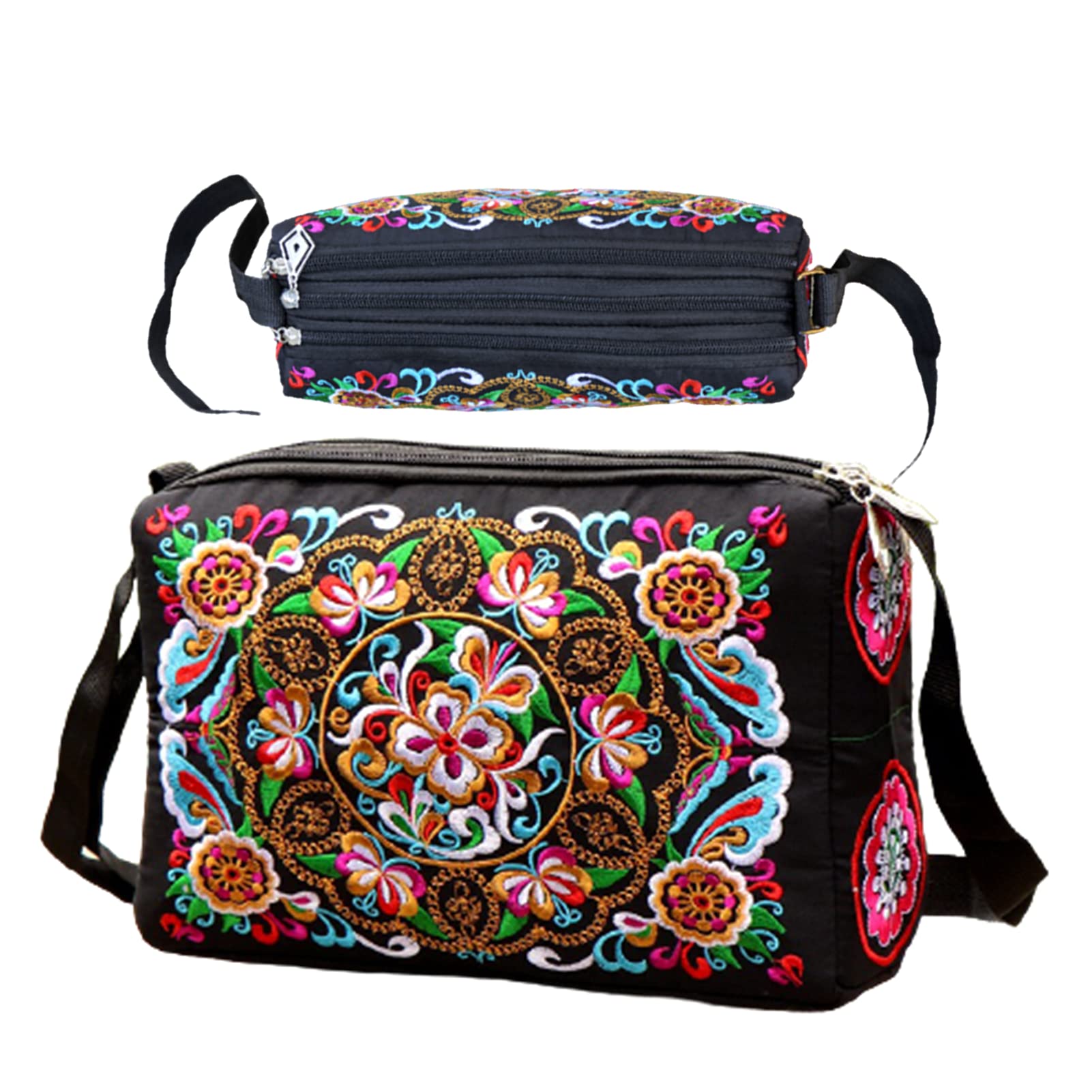 PHEVOS Hobo Crossbody Bag for women, Vintage Ethnic Tribal Embroidered Boho Hippie Tote Handbags Shoulder Purse