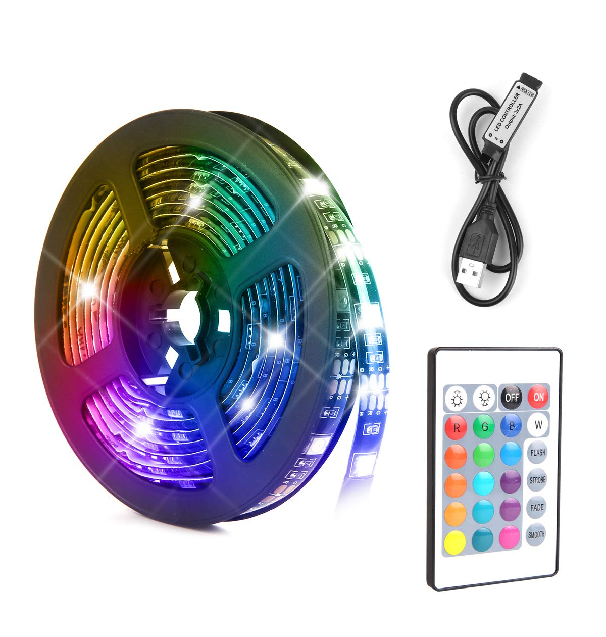 Baytion LED Light Strip, 16 Color Changing Waterproof Strip Lights with Remote Control, for TV/Bedroom/Home Decoration/Party/Bar and Outdoor, 5050 RGB (3M)