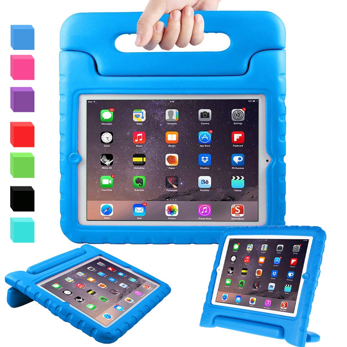 AVAWO Silicone Apple iPad 2 3 4 Kids Case - Light Weight Shock Proof Convertible Handle Stand Kids Friendly for iPad 2/3/4 Tablet - Blue