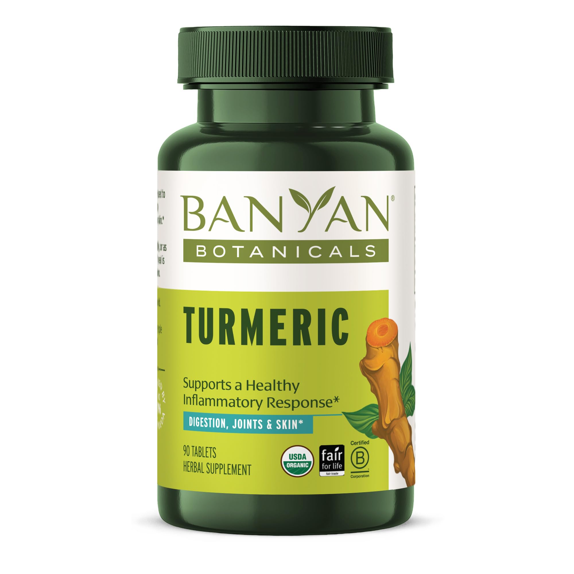 Banyan BotanicalsTurmeric Tablets – Organic Turmeric Supplement (Curcuma Longa) – For Supporting Healthy Skin, Comfortable Joints & Overall Health* – 90 tablets – Non-GMO Sustainably Sourced Vegan