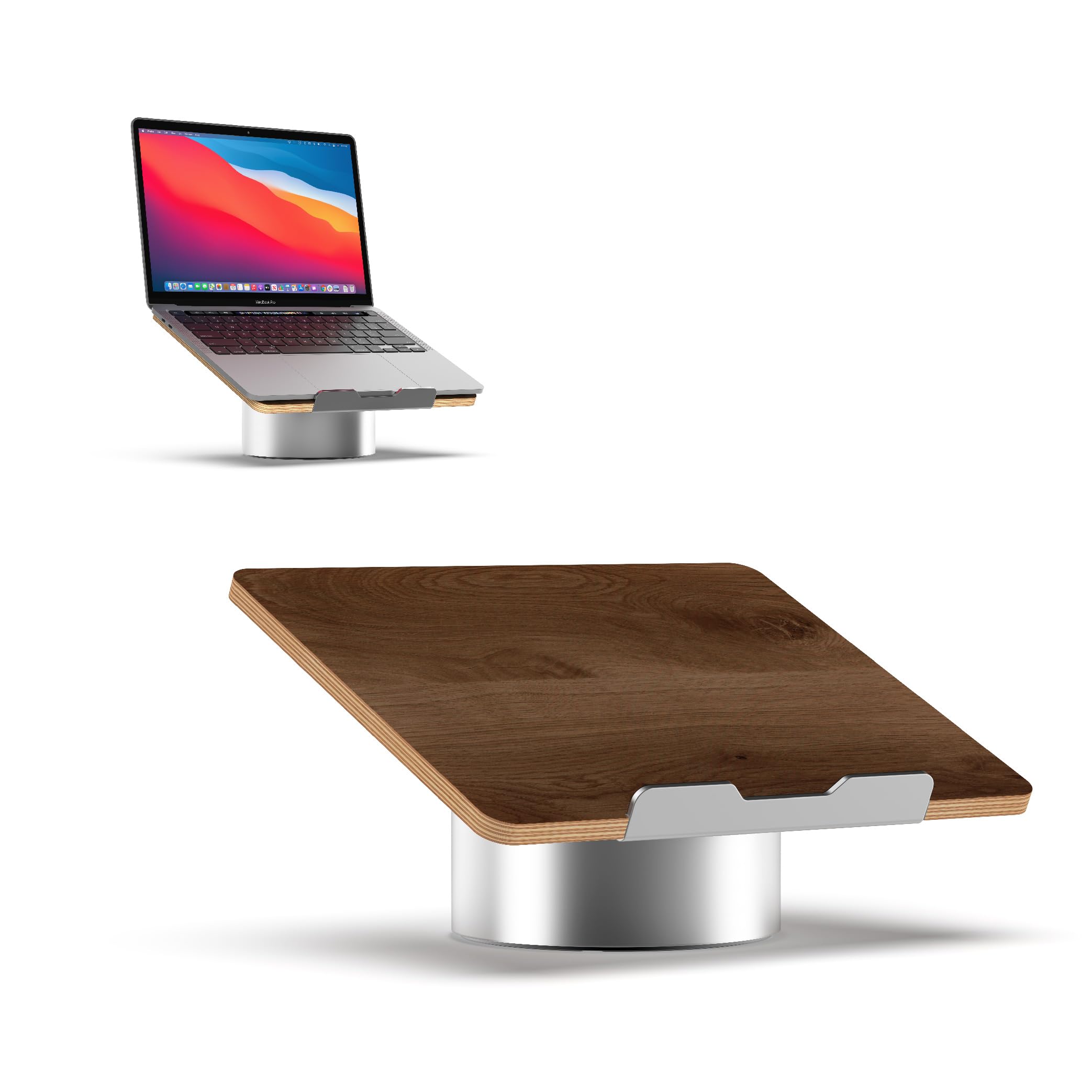 HumanCentric Laptop Stand for Desk, Laptop Riser for Desk in Space Gray Aluminium Compatible with MacBook Stand, Black Walnut Wood Laptop Stand, Ergonomic Laptop Holder, Computer Stand for Laptop