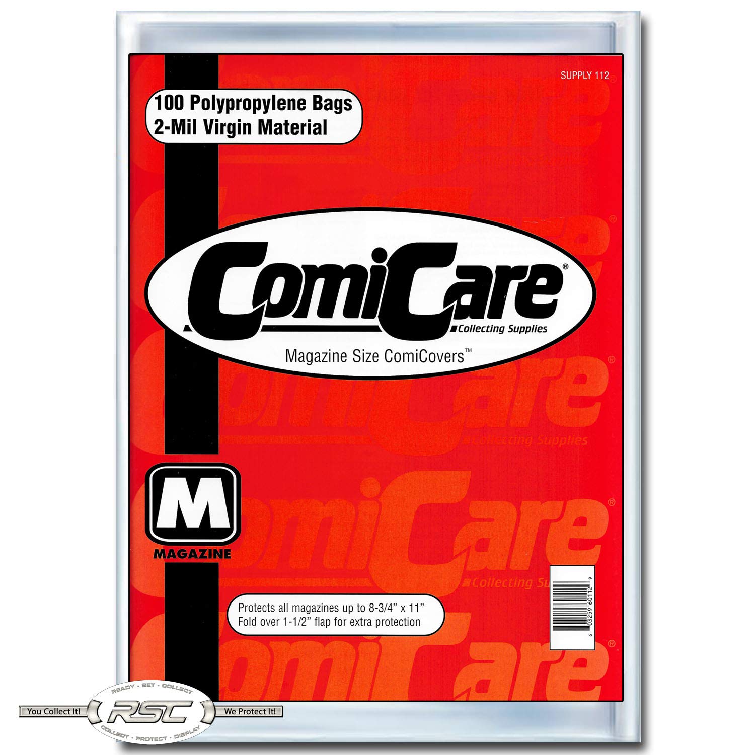 ComiCare Magazine Size Comic Book Polypropylene Bags 8-3/4" x 11" Plus 1 1/2" Flap