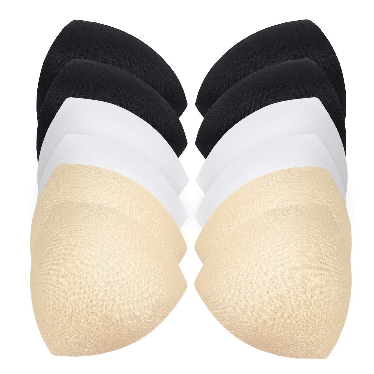 TENDYCOCOWomen Removable Bra Pads Inserts Spongy Pad Bra Inserts Pads for Swimwear Sports White Black Skin Color 6 Pairs