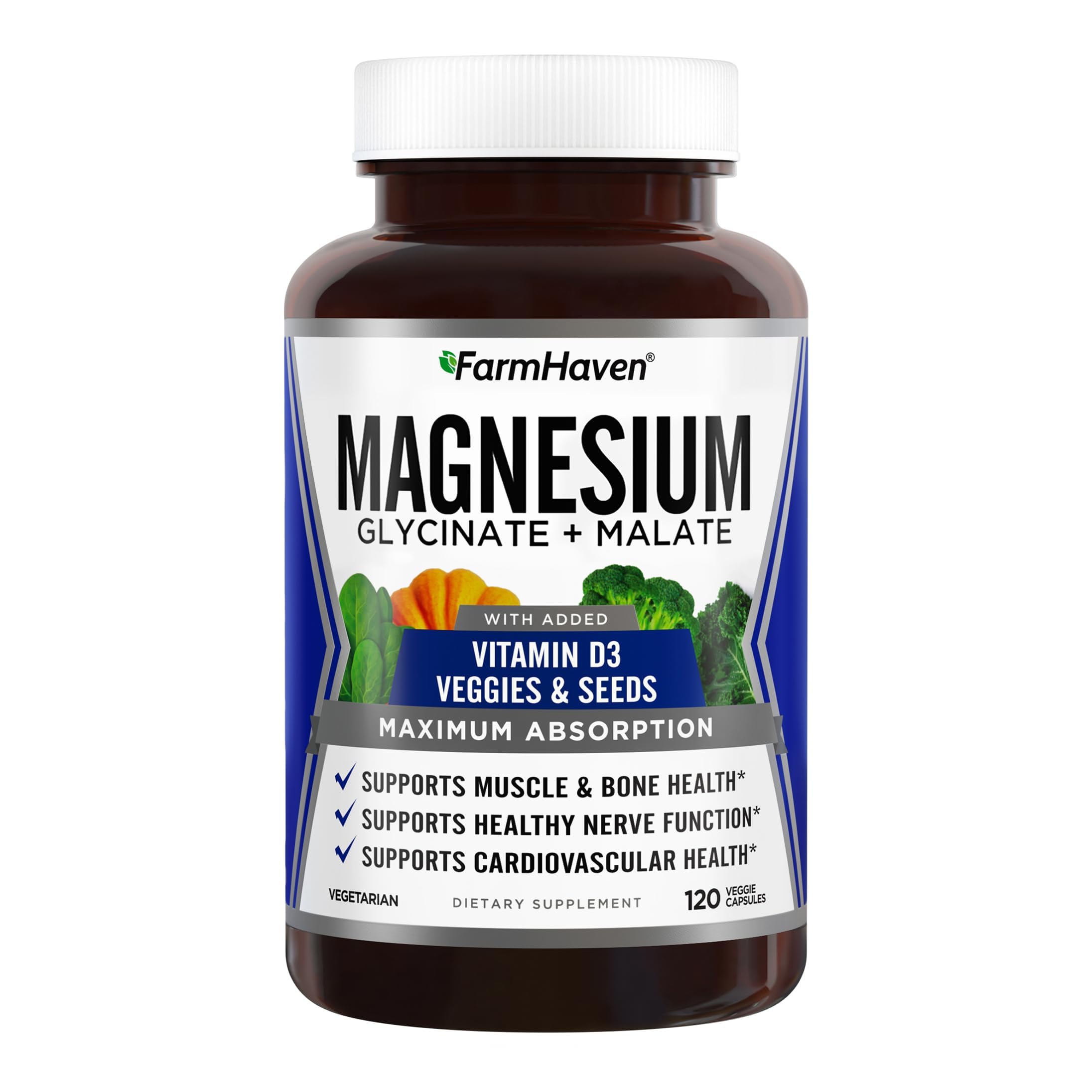 Farm-Haven Premium Magnesium Complex with Vitamin D3-120 Capsules for 60 Days of Wellness