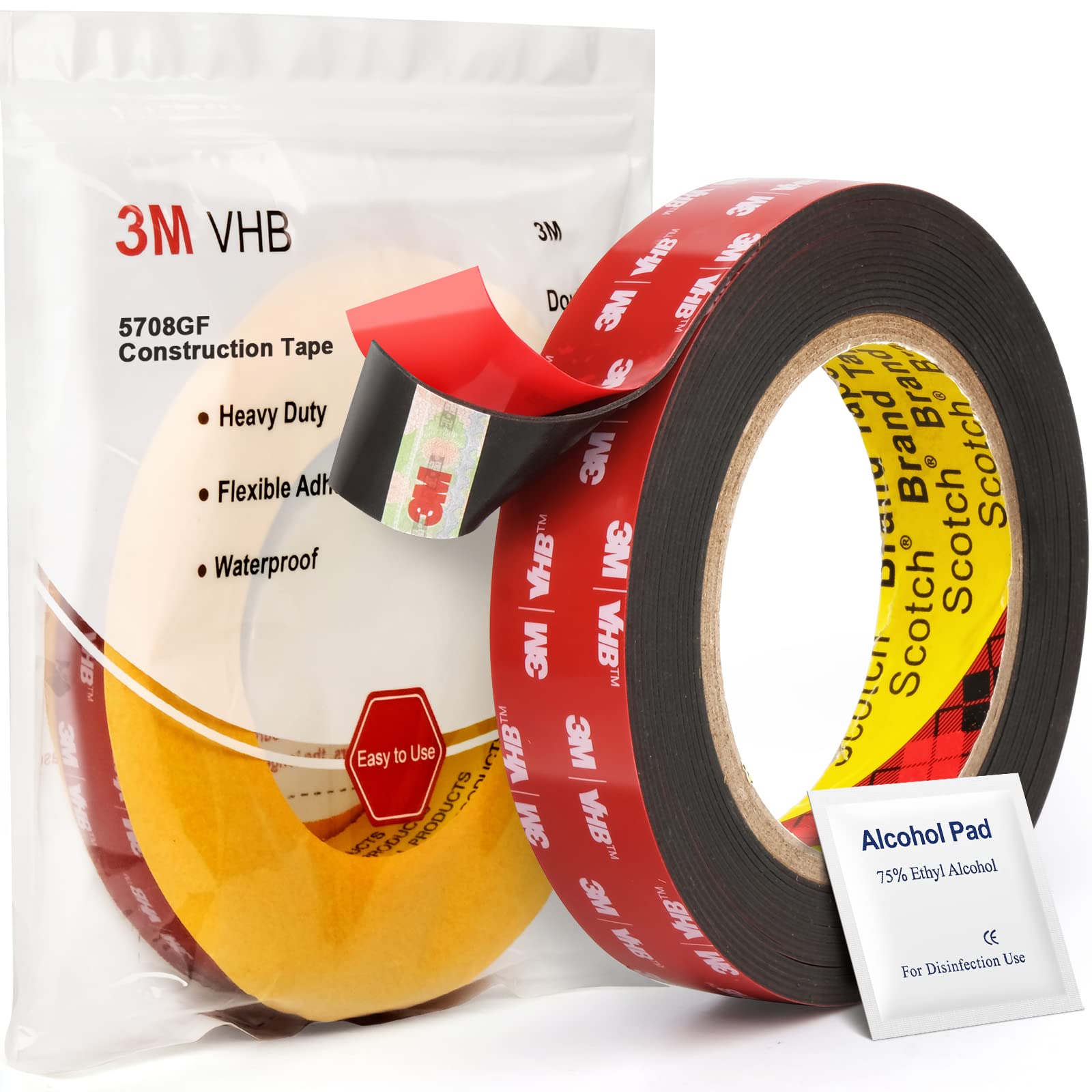 Industrial Double Sided Tape, 3M VHB Mounting Tape, 6.1m x 2.4cm, 3M Durable Waterproof Foam Tape, Strong Adhesive, Double Sided 3M Tape for Car, Home and Office Decor