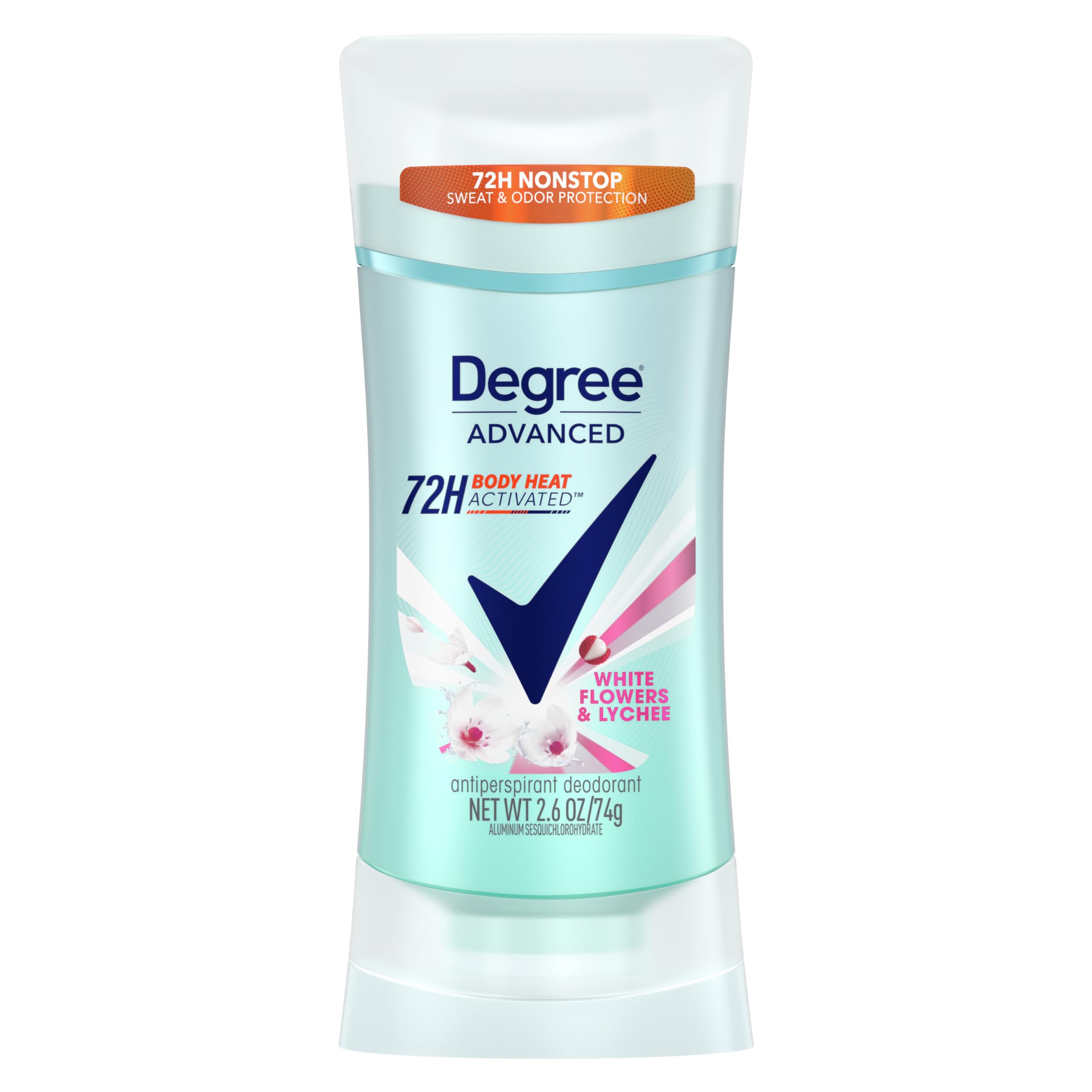 Degree Advanced Protection Antiperspirant Deodorant White Flowers & Lychee for 72-Hour Sweat & Odor Control for Women, with Body Heat Activated Technology, 2.6 oz