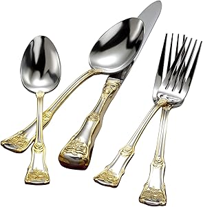 Royal Albert Old Country Roses 20-Piece Flatware Set, Golden