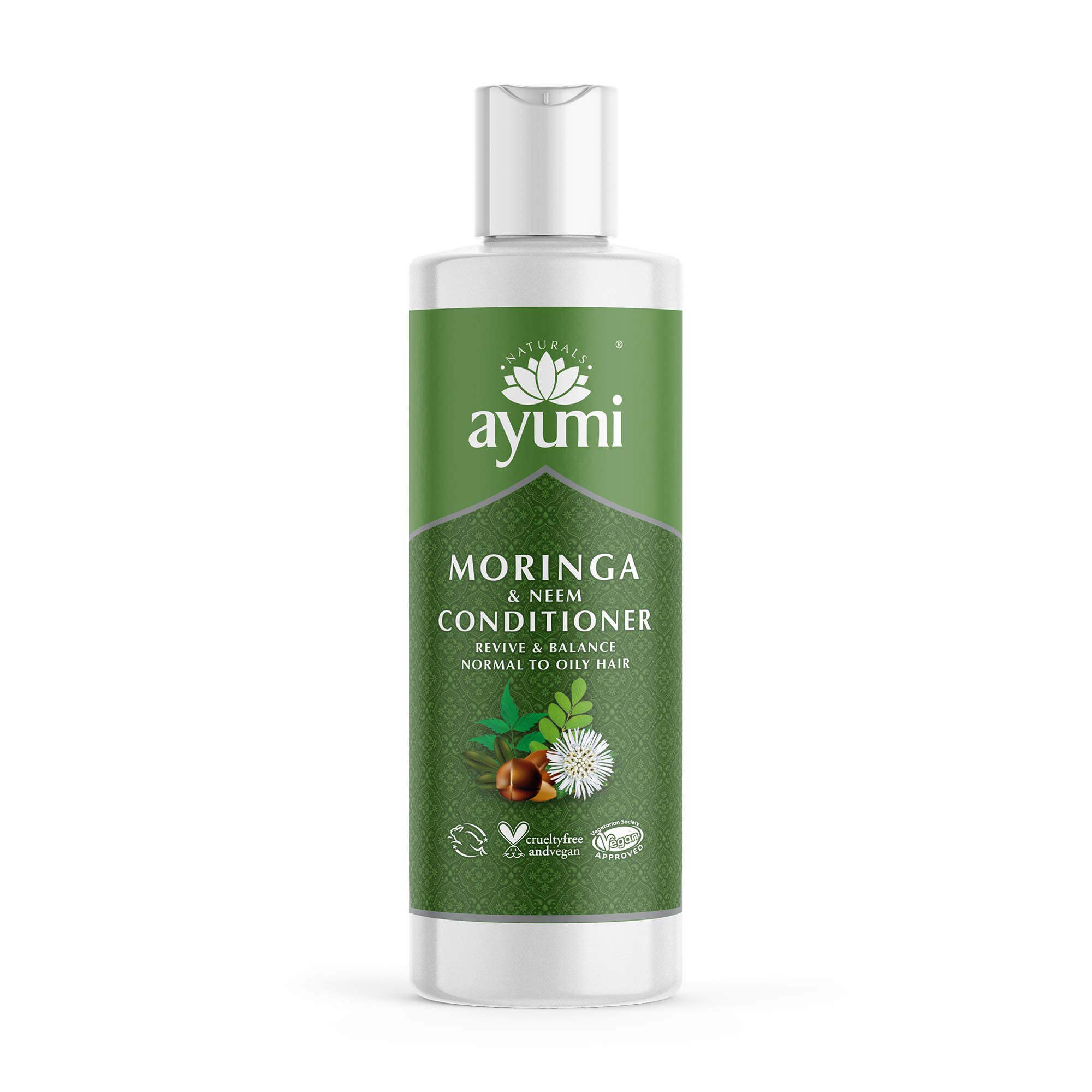 Ayumi Moringa & Neem Conditioner. Vegan, Cruelty-Free, Dermatologically-Tested, 1 x 250ml