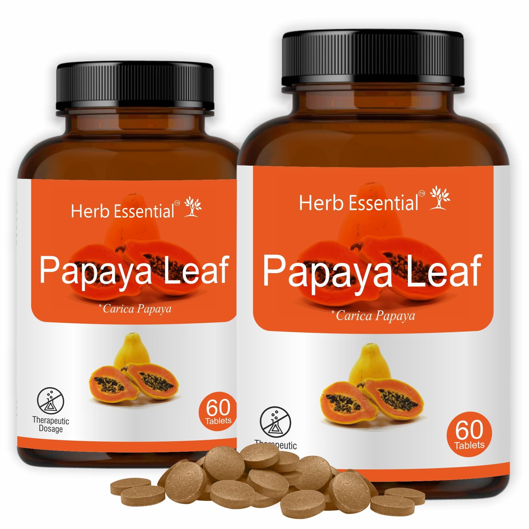 Herb Essential Carica Papaya Leaf Extract Tablet (500mg,60 Pieces, Pack of 2)