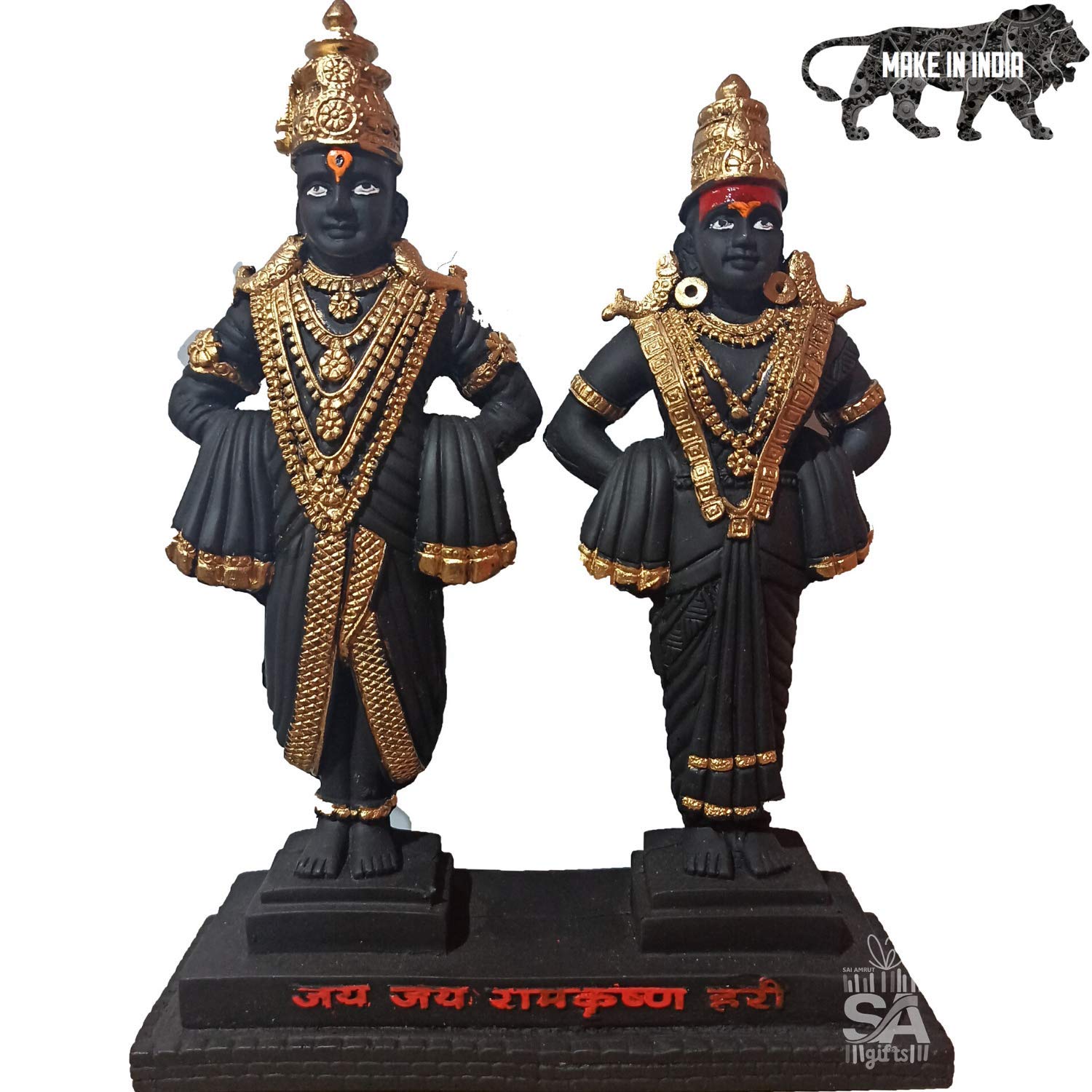 S A GIFTSSai Amrut Vittal Rukmani Statue Decorative Showpiece Gifts - 20 cm (Polyresin, Black)