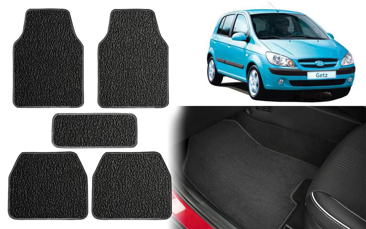 Selifaur - Set of 5 Pcs Black Carpet Floor Car Mats for Hyundai Getz