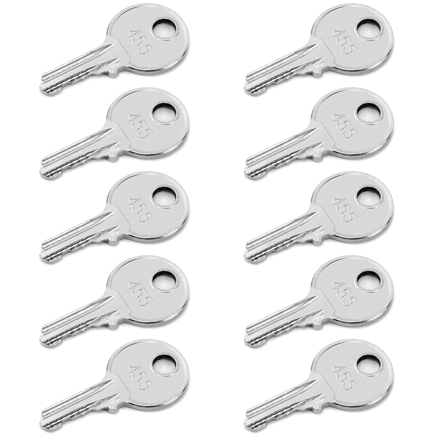 QWORK® Ignition Keys 455 for Boom Lifts Scissor Lift Genie Skyjack Terex, Heavy Equipment Forklift Key, 10 Pack