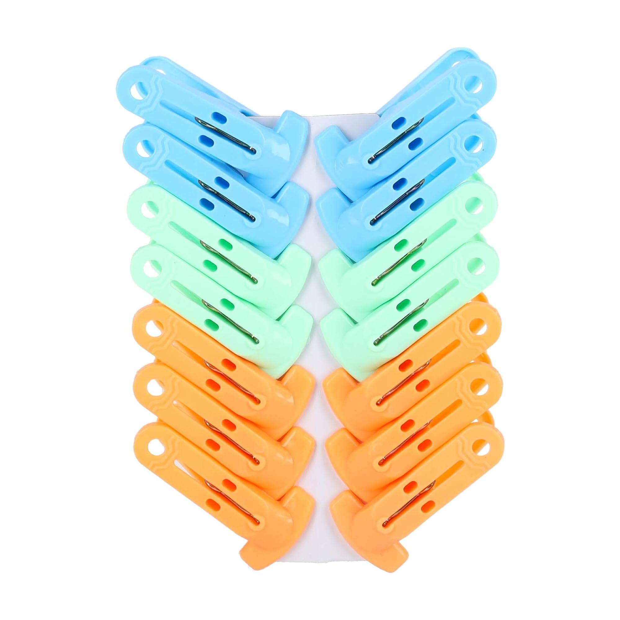 Sulfar Multi-Purpose 14 Pieces Cloth Clip - Hanger Clips, Slim-line Plastic Finger Clips Clothes Pants Hanger Clips | Multi Colour | Ideal for Hanging Clothes