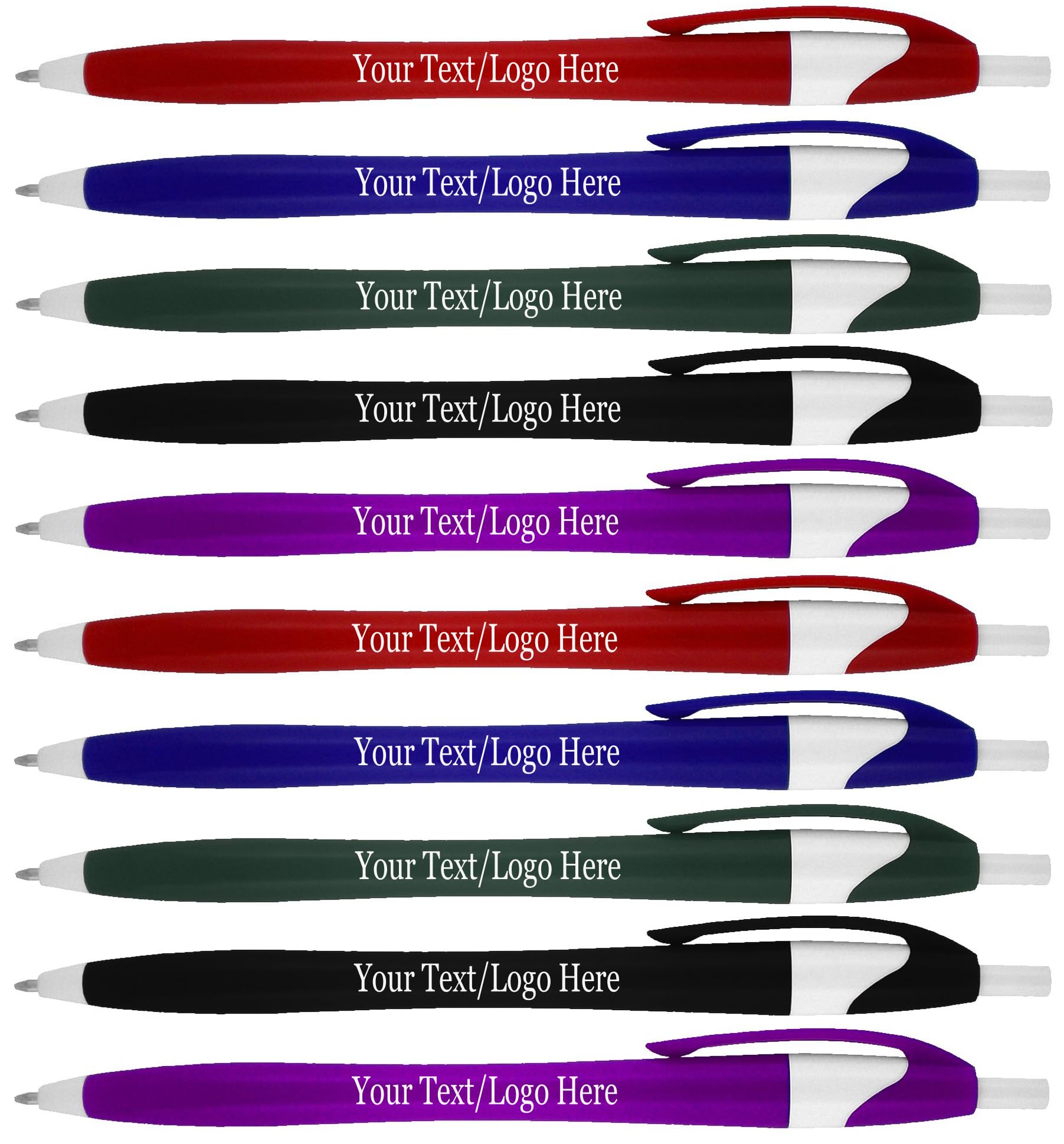 SyPen Personalized Pens With your Custom Logo or Text-500 Pack Bulk-for Businesses, Parties, and Events, Custom Printed Slim Ballpoint Click Pens, Assorted Barrel Colors, Black Ink