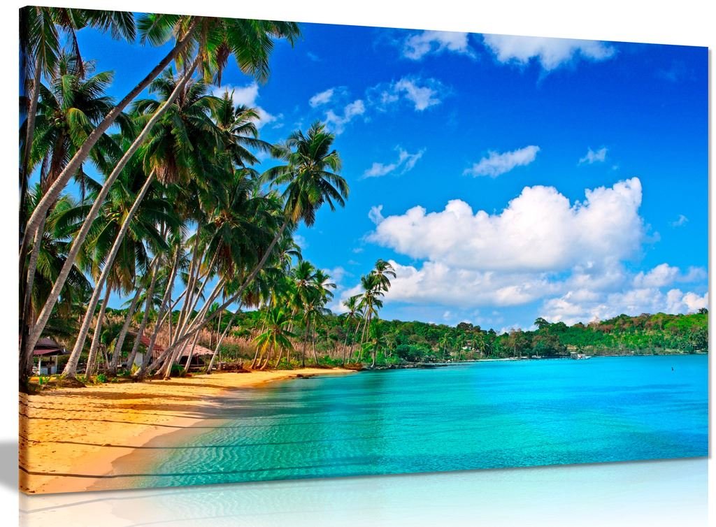 Paradise Beach Canvas Wall Art Picture Print (18x12in)