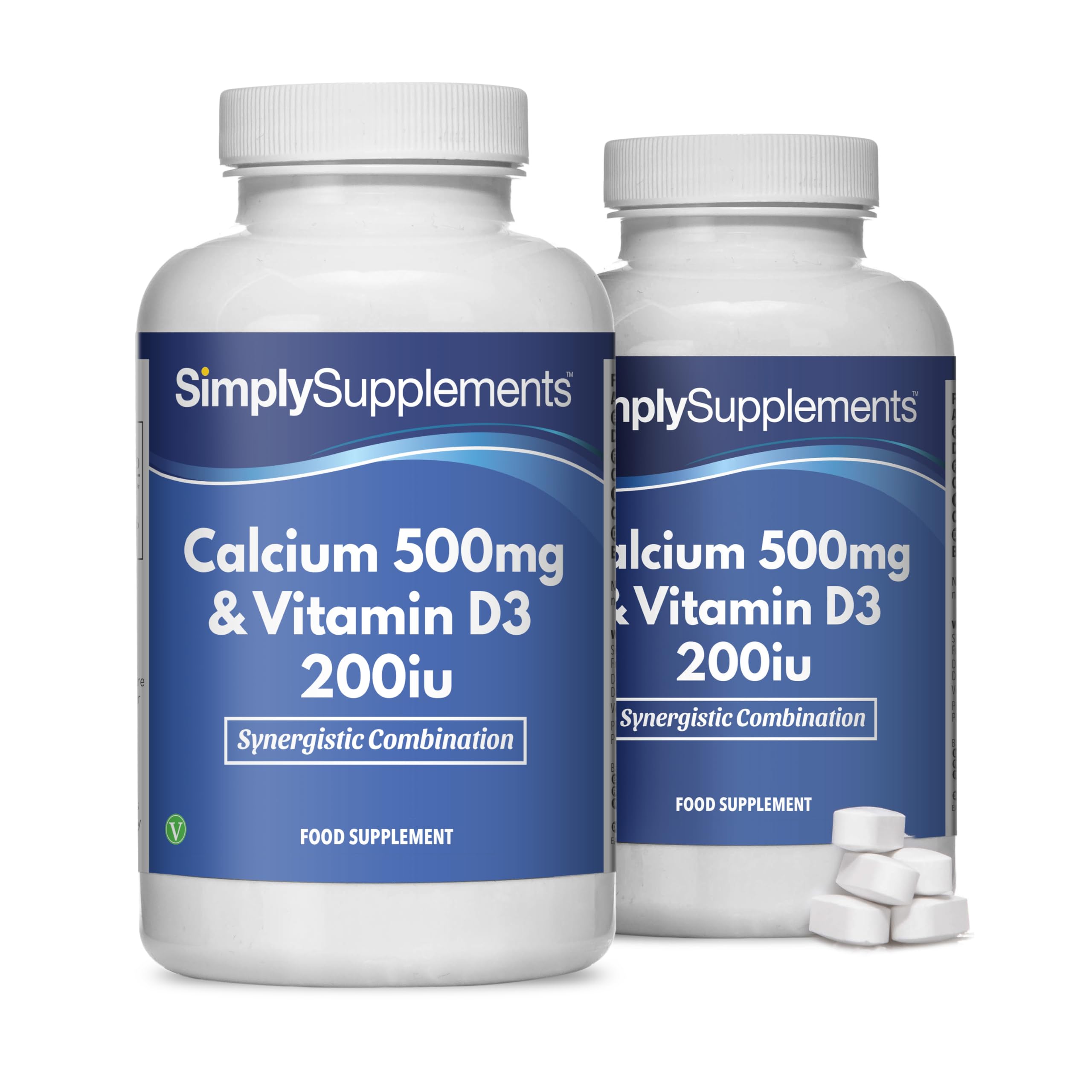 Calcium 500mg with Vitamin D3 200iu | Supports Strong Bones & Healthy Teeth | 360 Tablets = 6-Months' Supply | Vegan & Vegetarian Friendly | UK-Made & GMP Certified