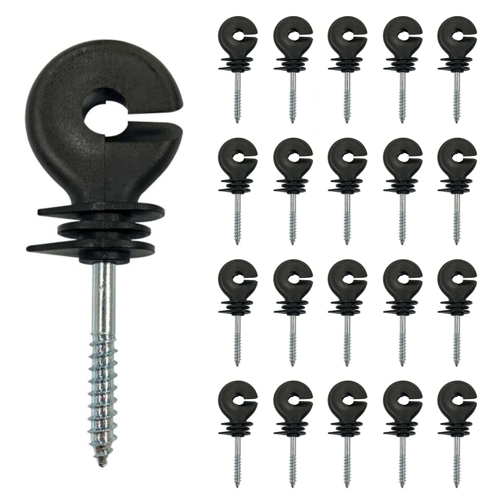 20 Pcs Electric Fence Insulator Screw-in Insulator Fence Ring Wood Post Insulators for Farm Animal Fening