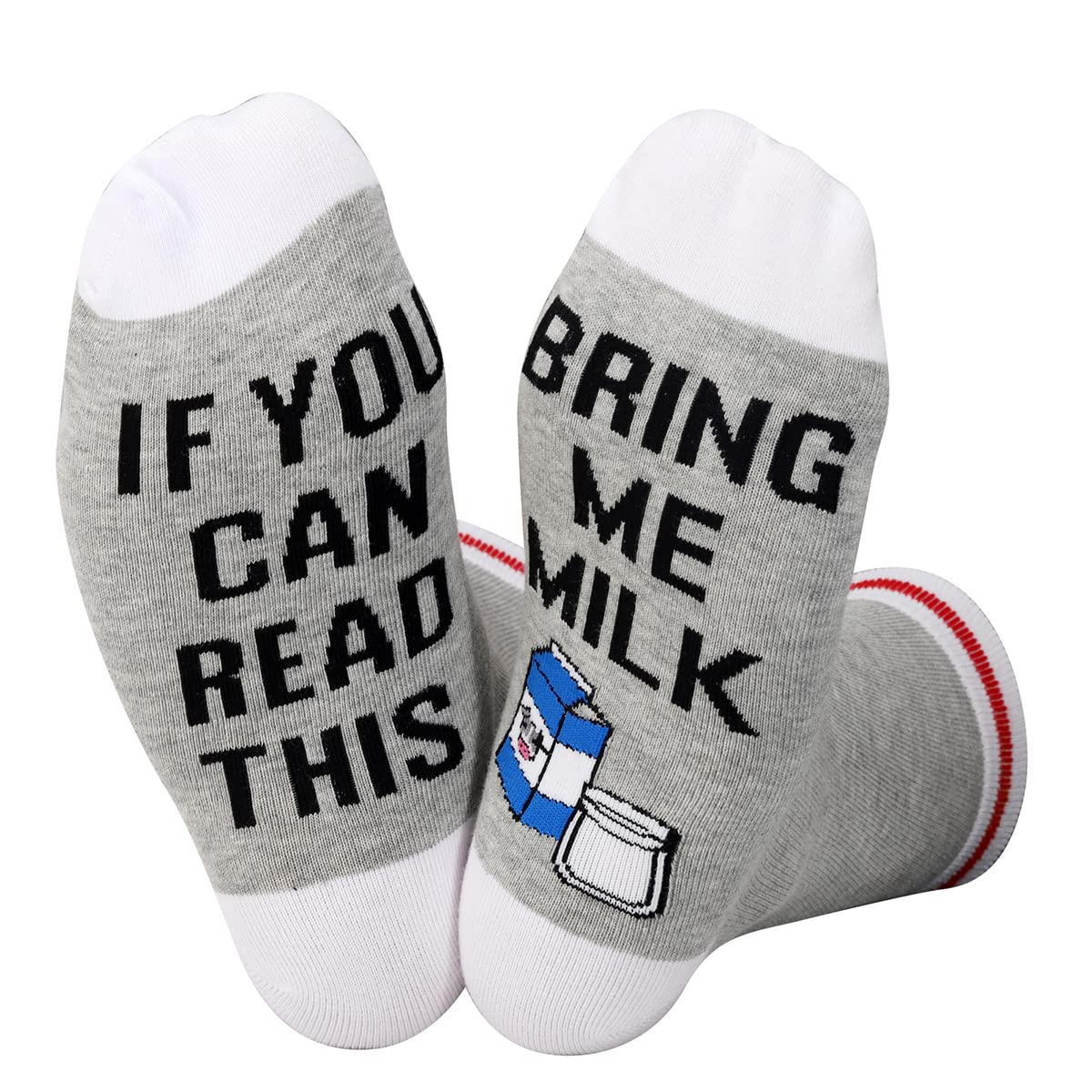 ZJXHPO Milk Lover Socks If You Can Read This Bring Me Milk Novelty Socks Gag Gift Milk Crew Sock Vegan Sock Vegetarian Gift