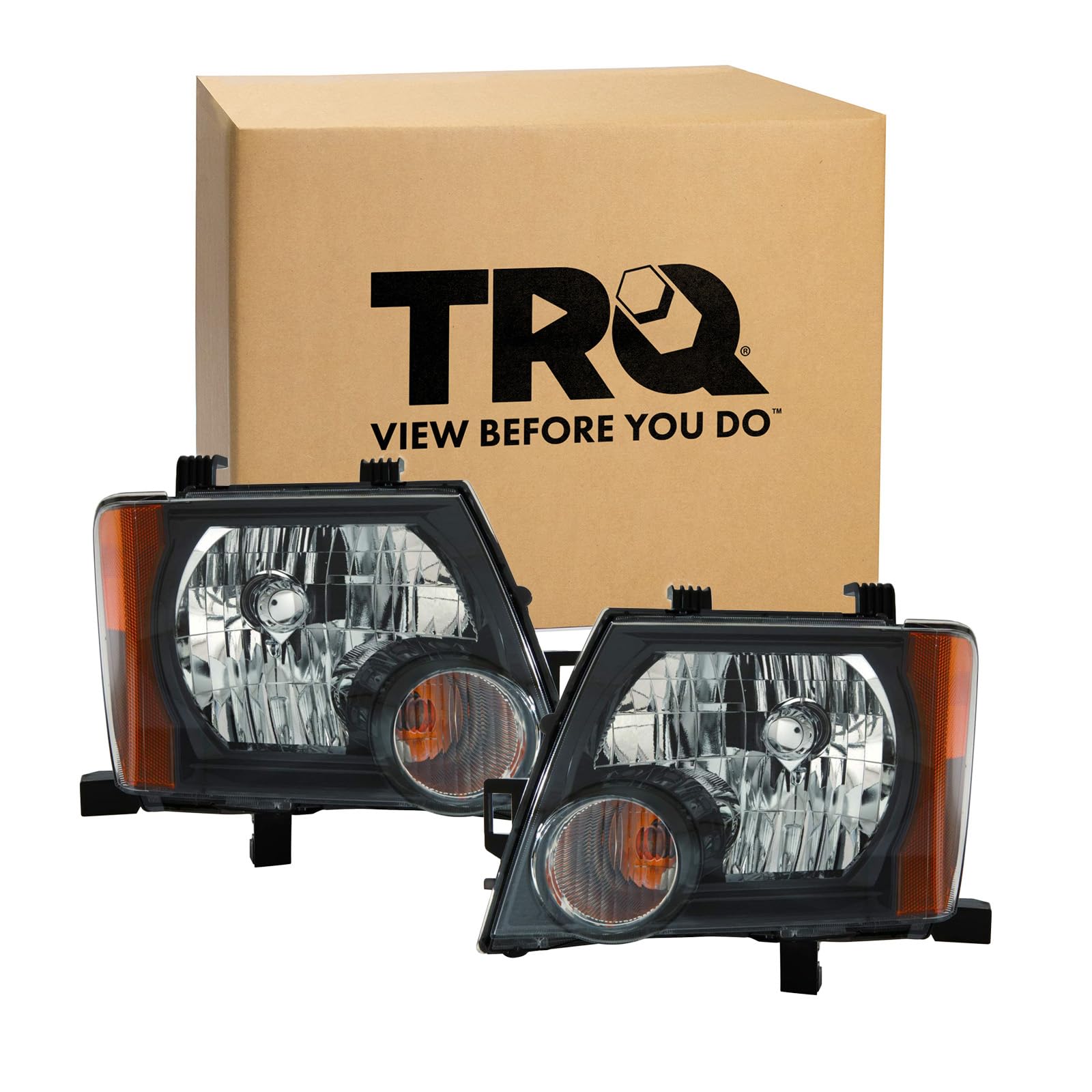 TRQ Driver & Passenger Side Headlight Assembly Set Headlights Driver & Passenger Side Compatible with 2008-2015 Nissan Xterra NI2502189 NI2503189