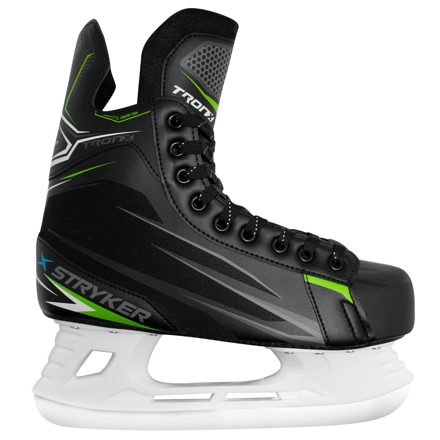 TronX Stryker Soft Boot Senior Men's Boy's Kids Ice Hockey Skates - All Adult and Junior Sizes - Great for Recreational Skating