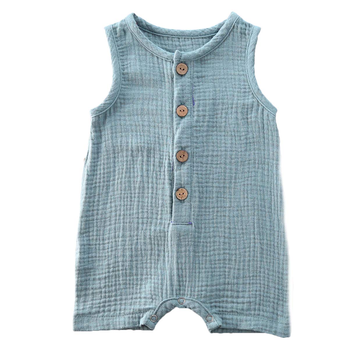 Newborn Infant Baby Girl Boy Summer Clothes Cotton Linen Sleeveless Romper Solid Bodysuit Jumpsuit Overalls Outfits