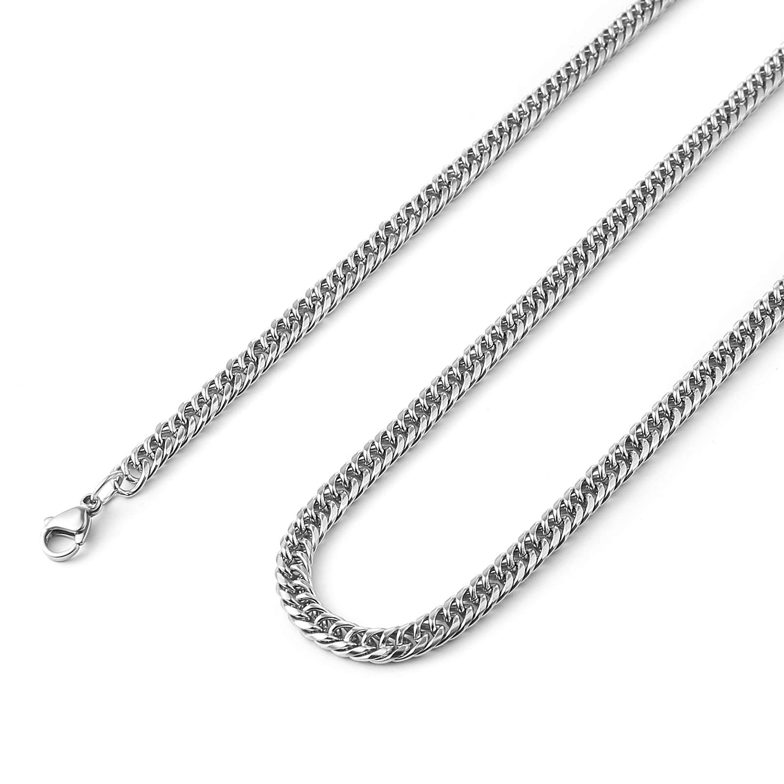 5mm Polished Stainless Steel Franco Double Curb Chain for Men Women 16 to 24 Inch Necklace