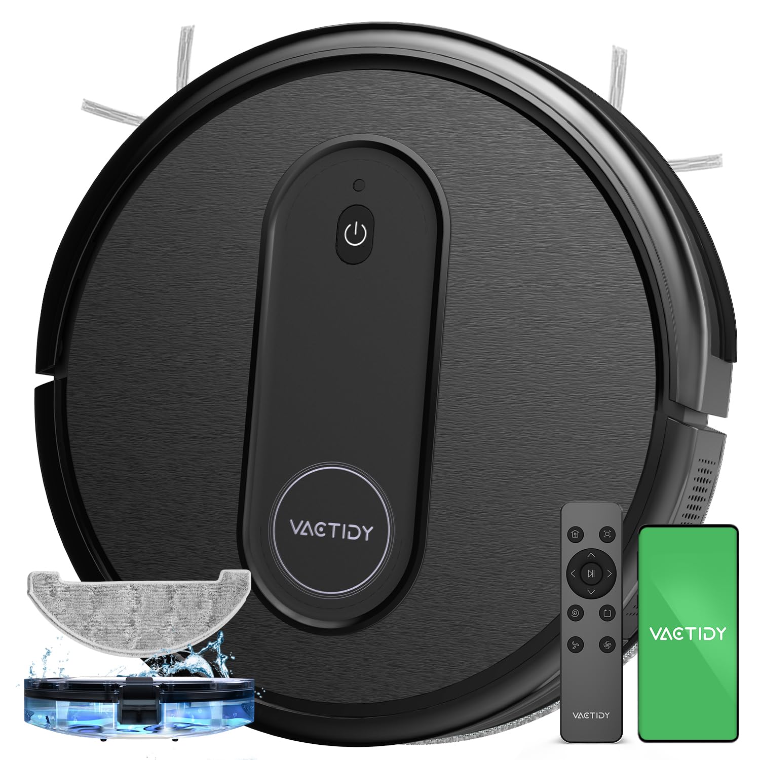 Vactidy T7 Robot Vacuum and Mop Combo, WiFi/App/Alexa/Siri Control, Robotic Vacuum Cleaner with Schedule, 2-in-1 Watertank and Dustbin, Self-Charging, Slim, for Hard Floor, Pet Hair, Carpet