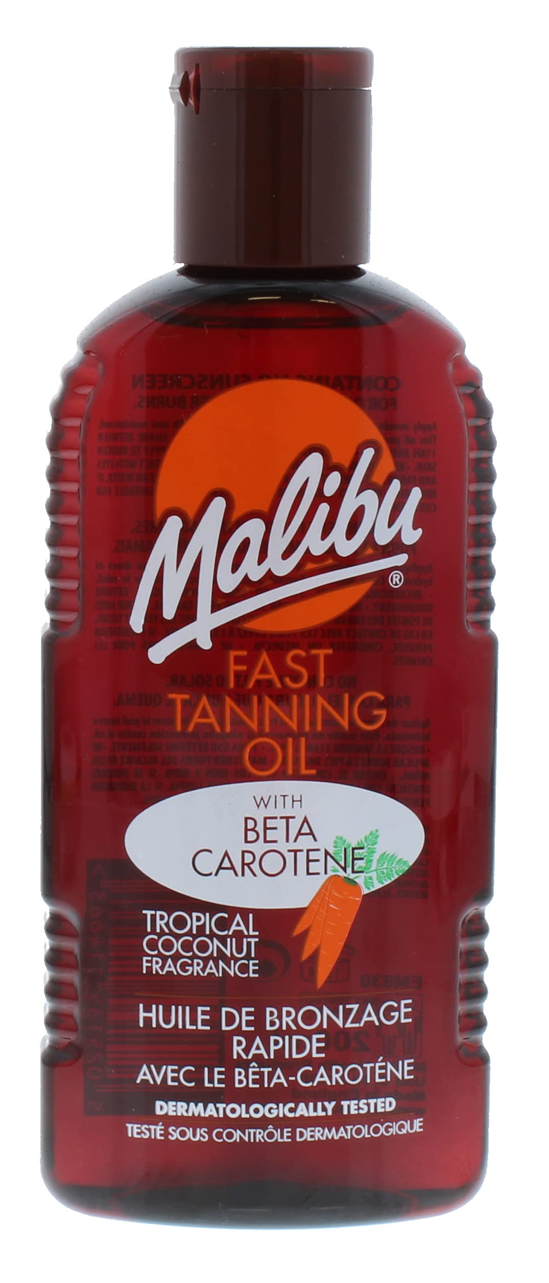 Malibu Sun Bronzing Fast Tanning Oil with Beta Carotene, Water Resistant, Tropical Coconut Fragrance, 200ml