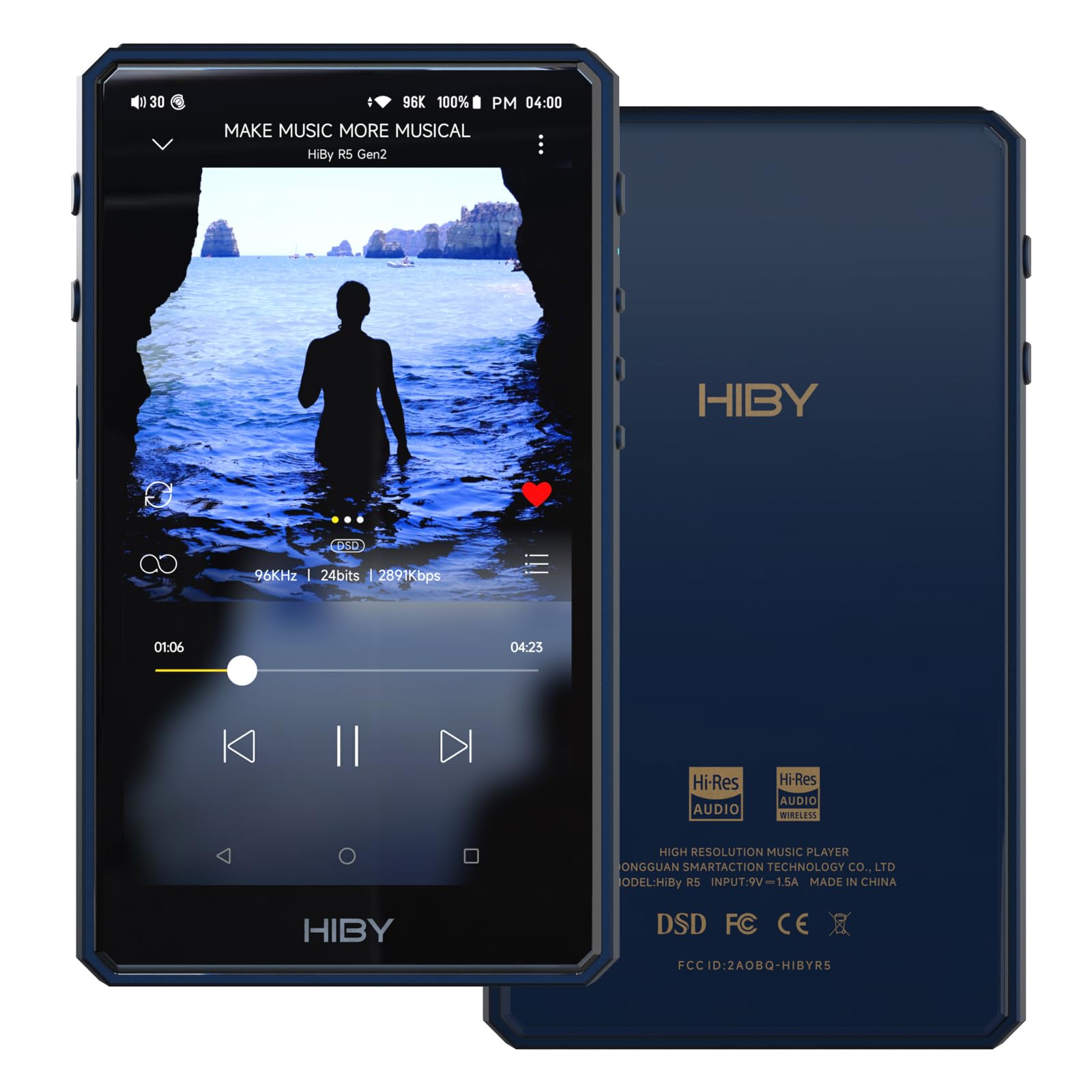 HiByR5 Gen 2 Digital Audio Player mp3 mp4 Player with Bluetooth and WiFi Android DAP with Class A Headphone Amp circuitry supports Hi res Audio