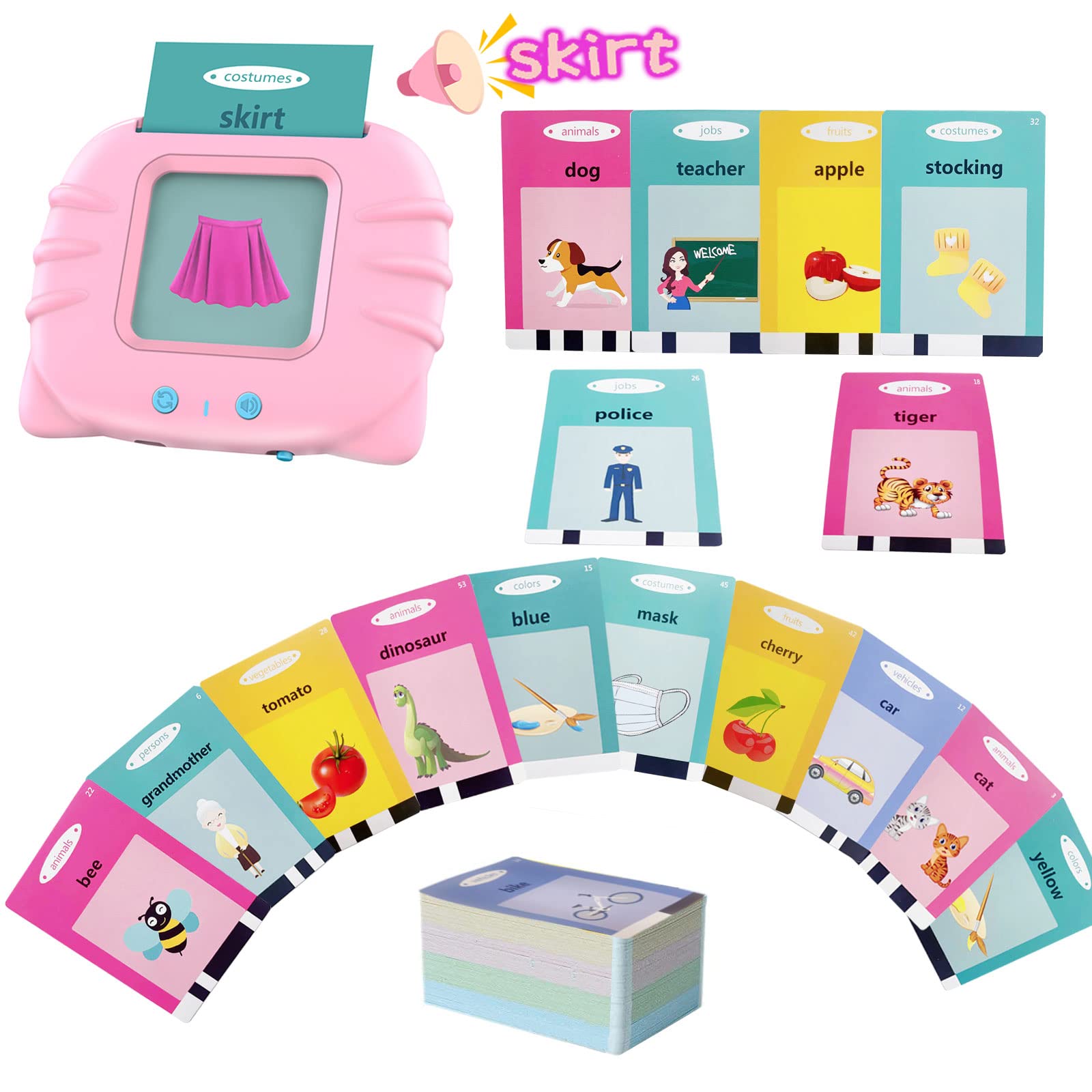 Learning Toys for Toddlers 1-3,224 Sight Words Speech Therapy Toys,Educational Learning Toys for Toddlers,Montessori Toys Birthday Chirstmas Gifts Stocking Stuffers for Kids(Pink)