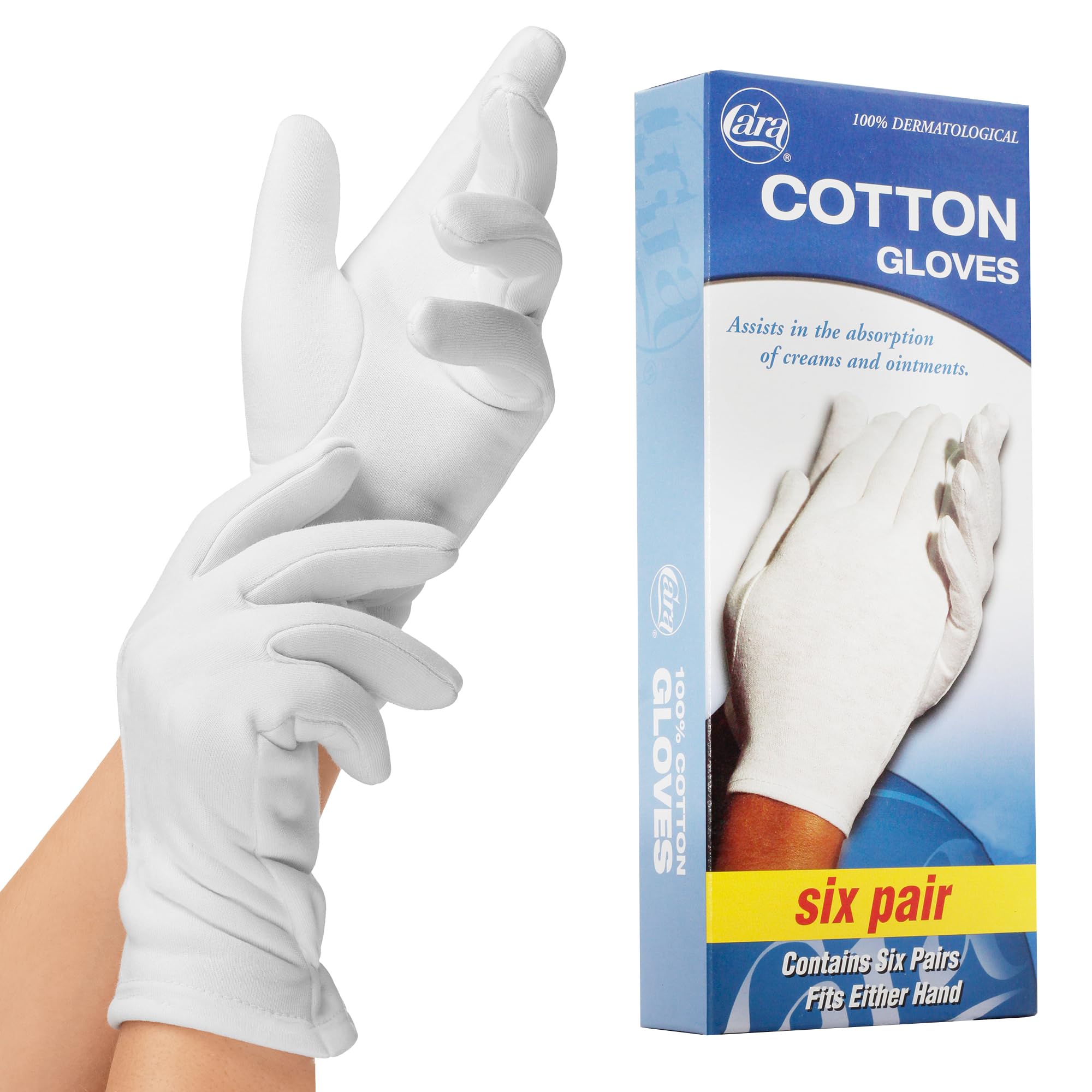 CARAMoisturizing Eczema Cotton Gloves, Medium, 6 Pair