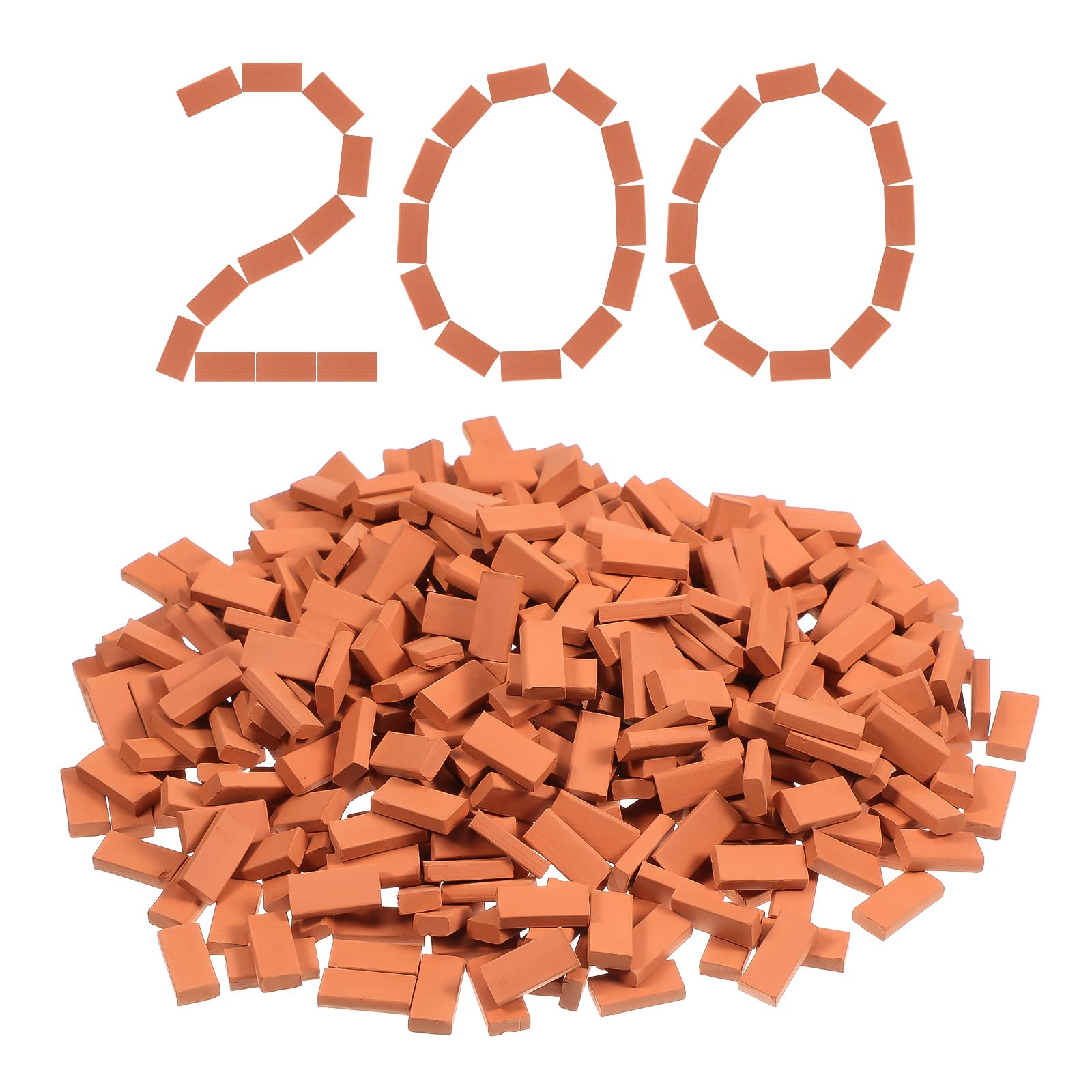 Civaner Mini Bricks Tiny Bricks for Landscaping Red Miniature Bricks Model Brick Wall Small Bricks for Crafts Realistic Fake Bricks Mini Blocks for Dollhouse Garden Accessories, 1/35 Scale (200 Pcs)