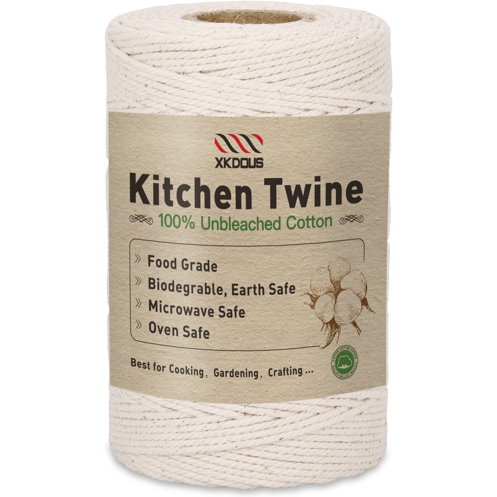 XKDOUS476ft Butchers Cooking Twine, 100% Cotton Kitchen Twine String, 2mm Cotton Twine for Roasting, Trussing Poultry, Baking & Crafting